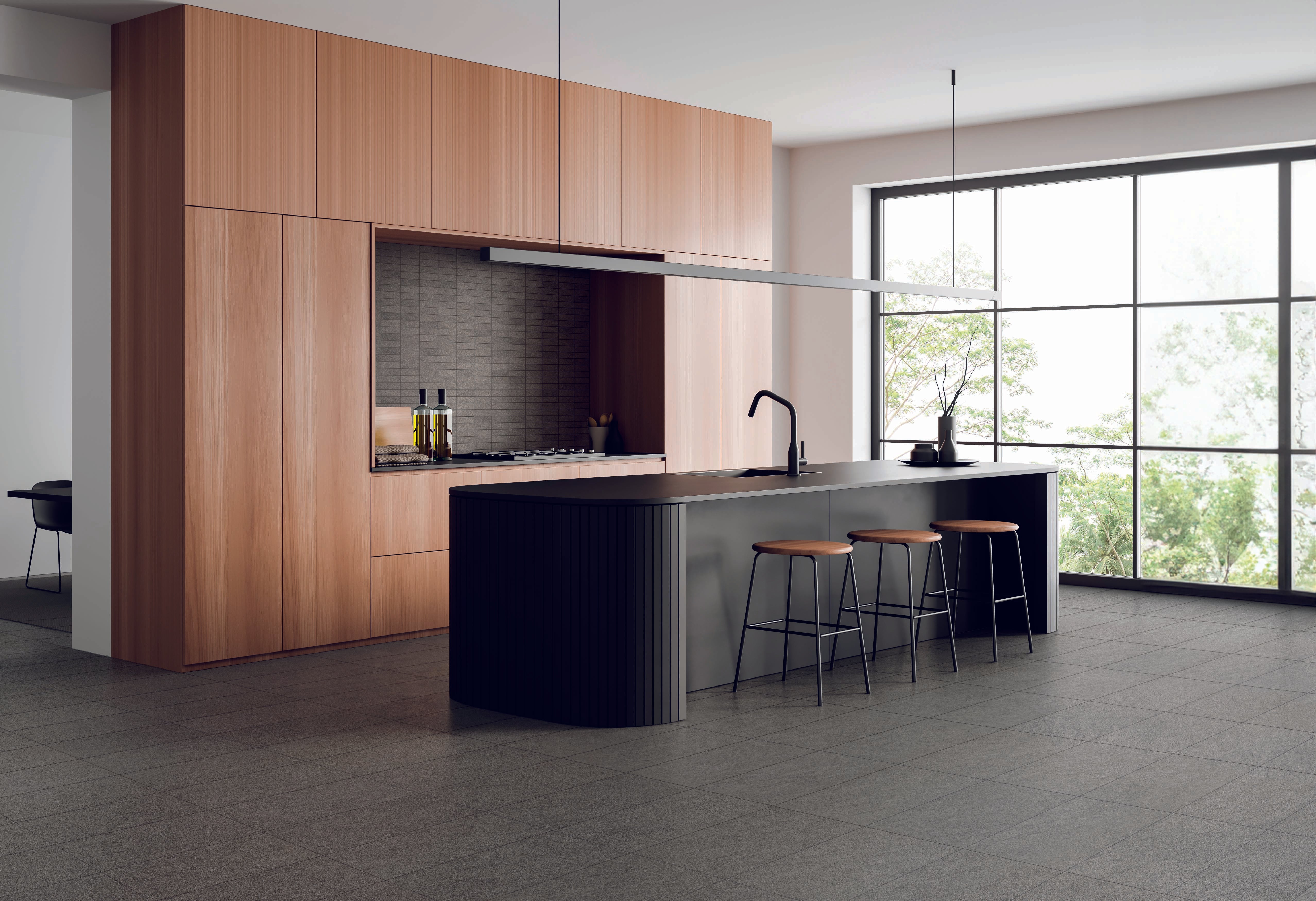 Basalt 1x3 Matte Porcelain Mesh Mosaic Tile in Dark Grey