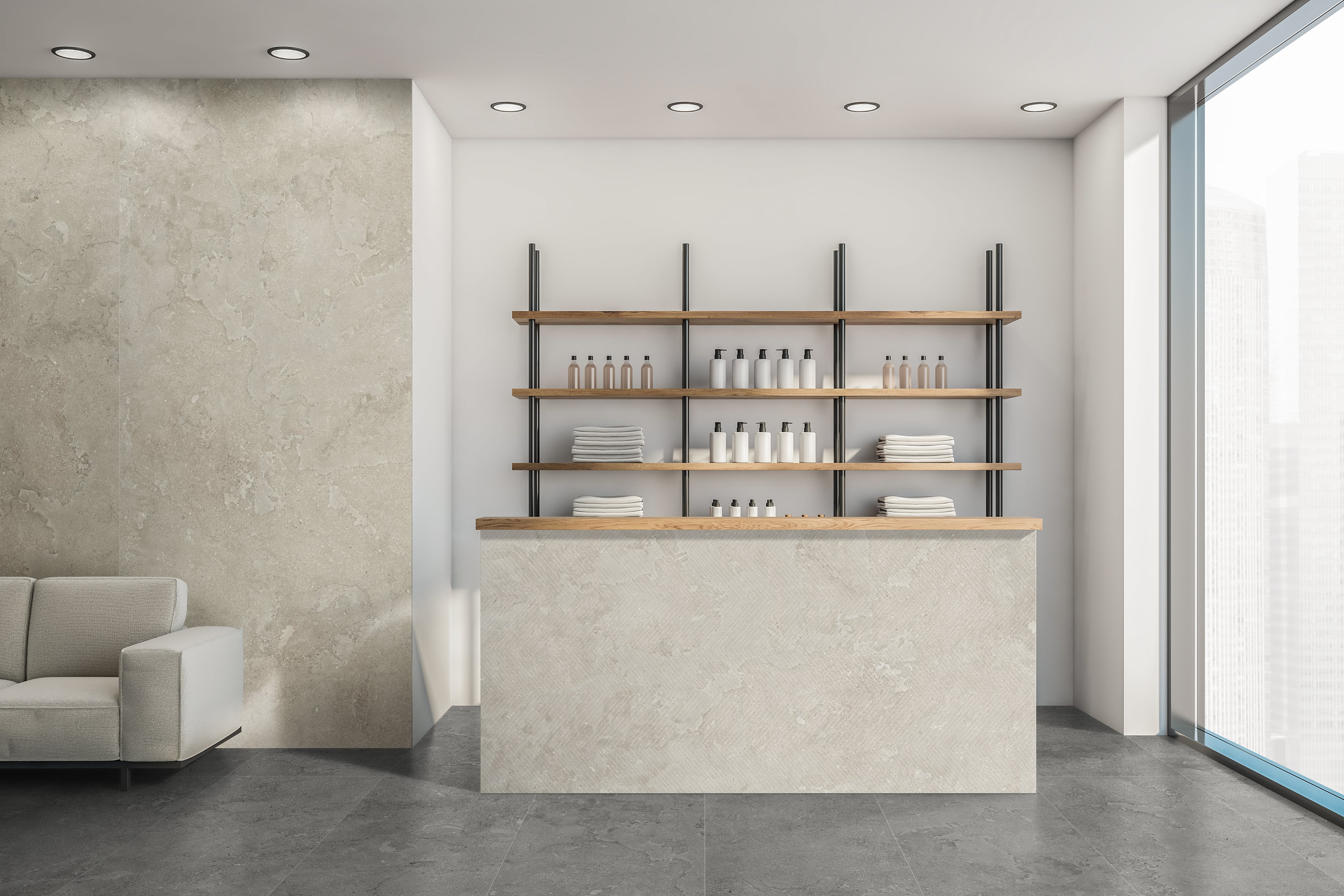 EcoStone 24x48 Matte Porcelain Tile in Cross-Cut Pumice