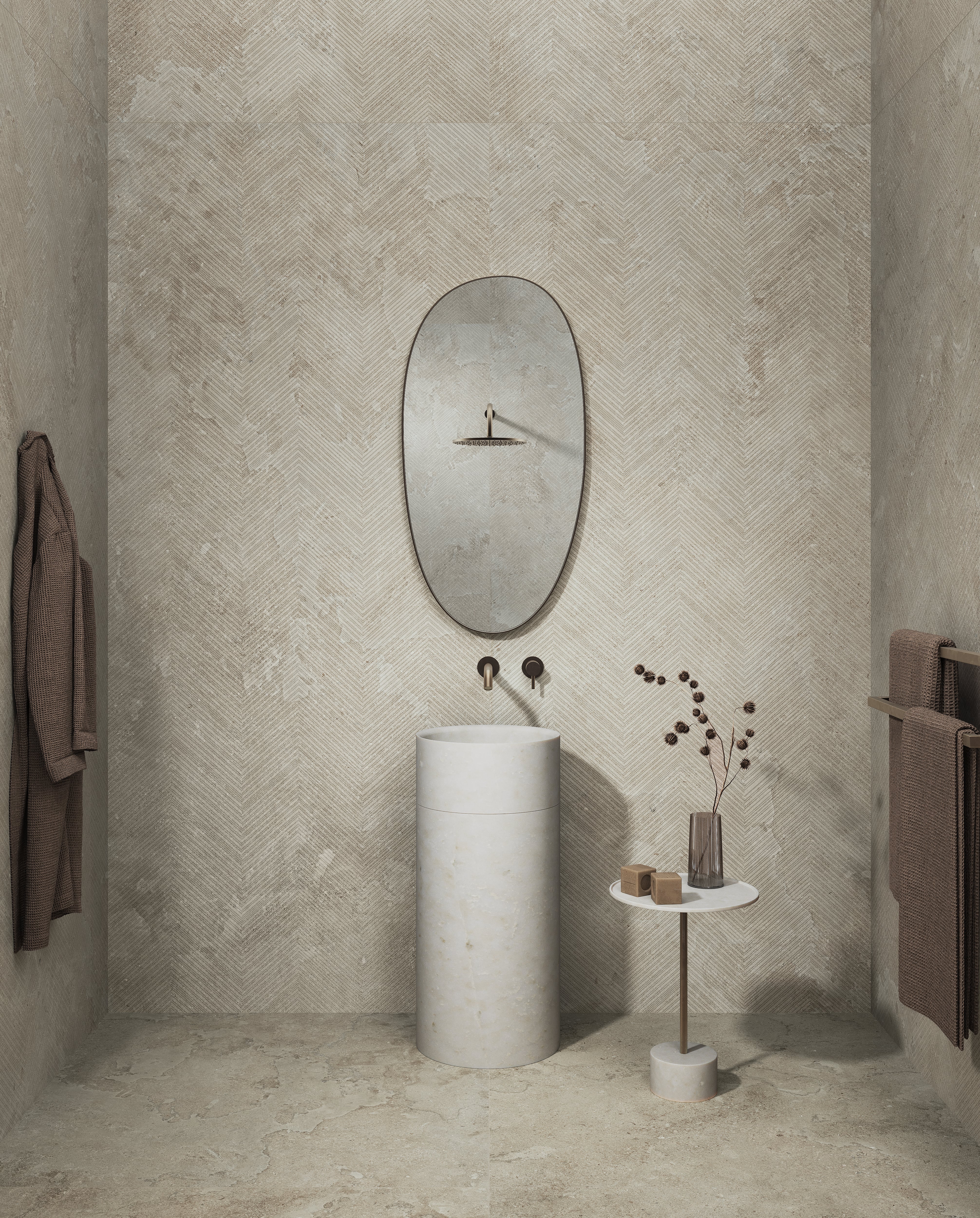 EcoStone 48x48 Matte Porcelain Tile in Cross-Cut Mist