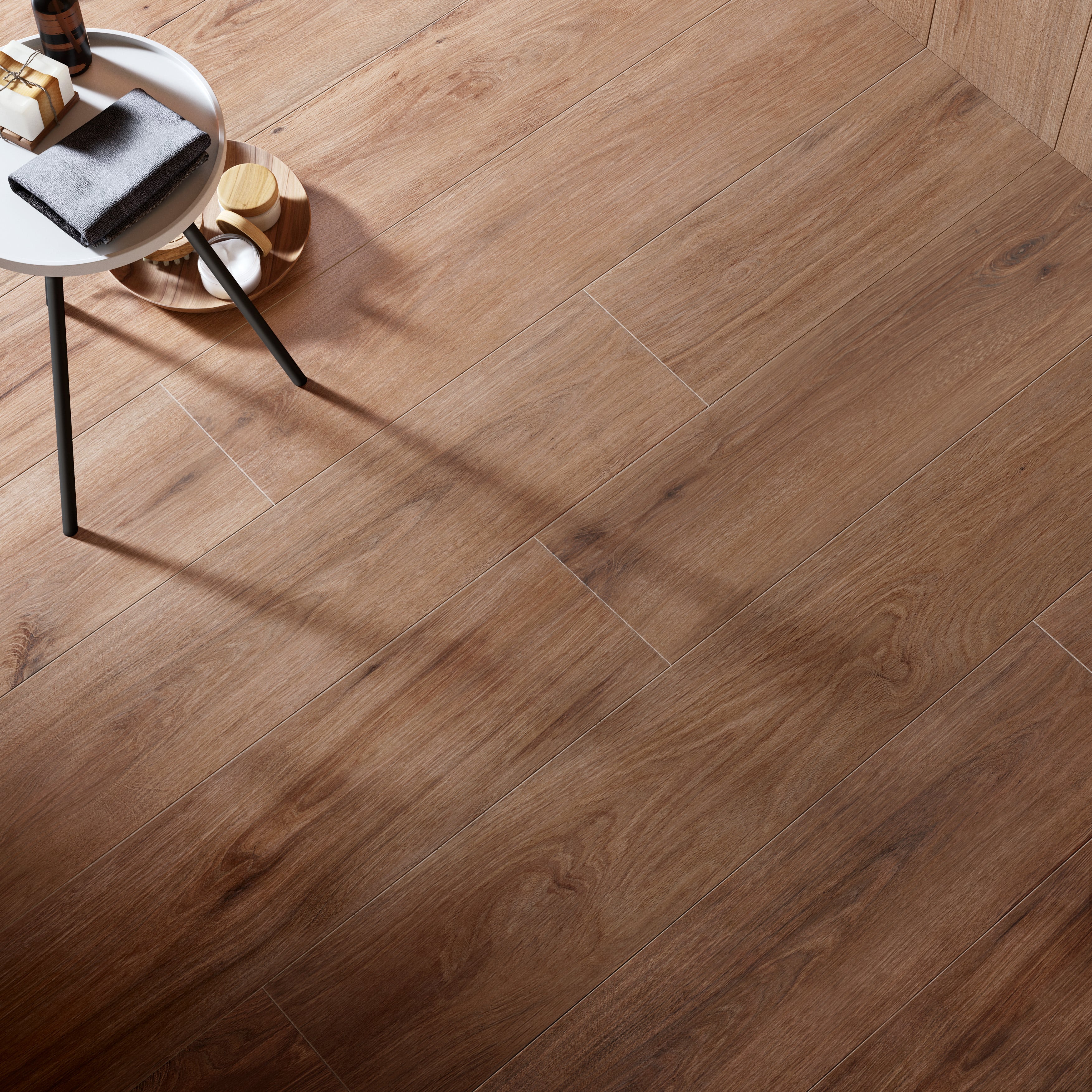 Native 8x48 Matte Porcelain Tile in Chestnut