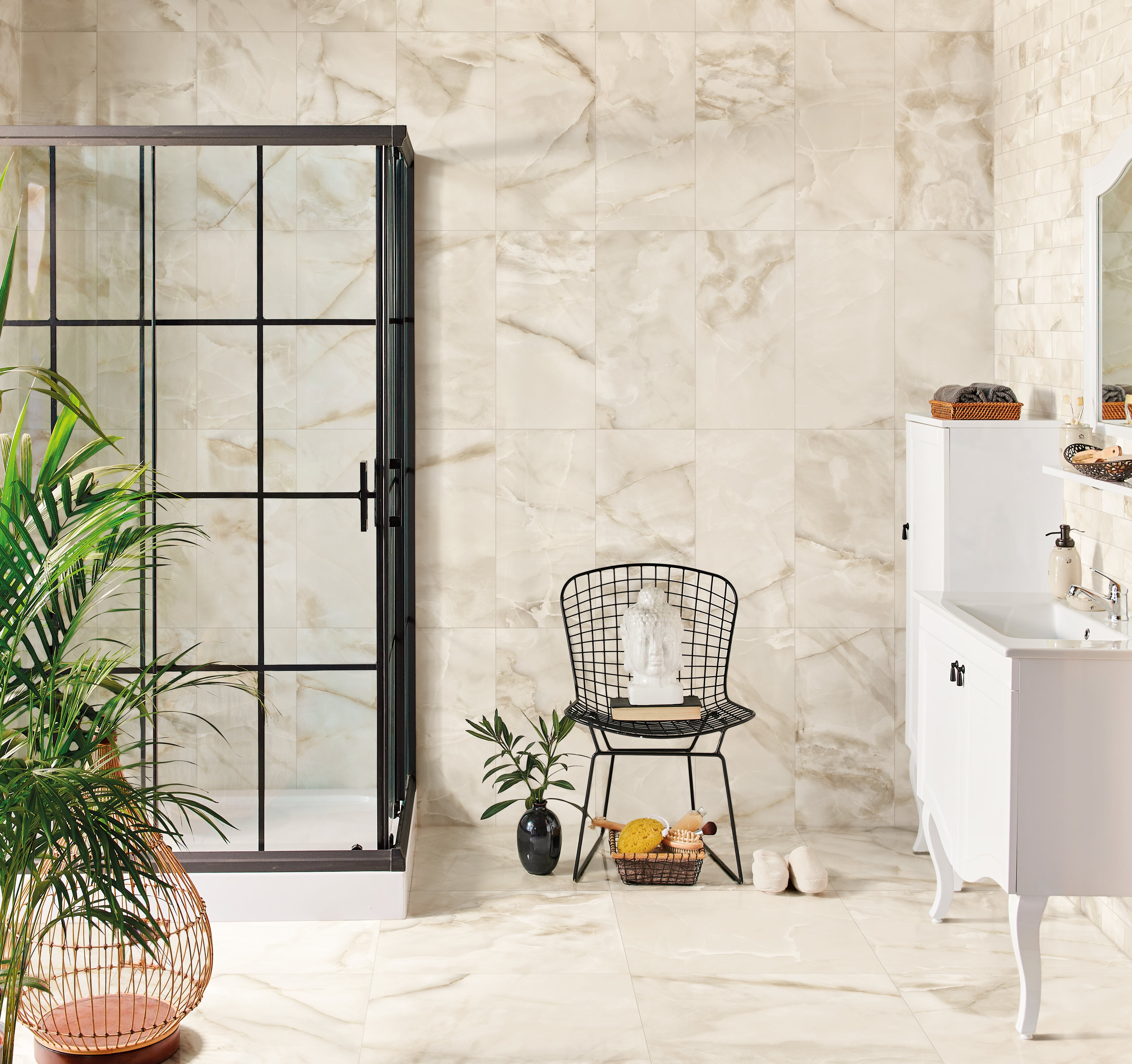 Onyx 3x6 Matte Porcelain Mesh Mosaic Tile in Ivory