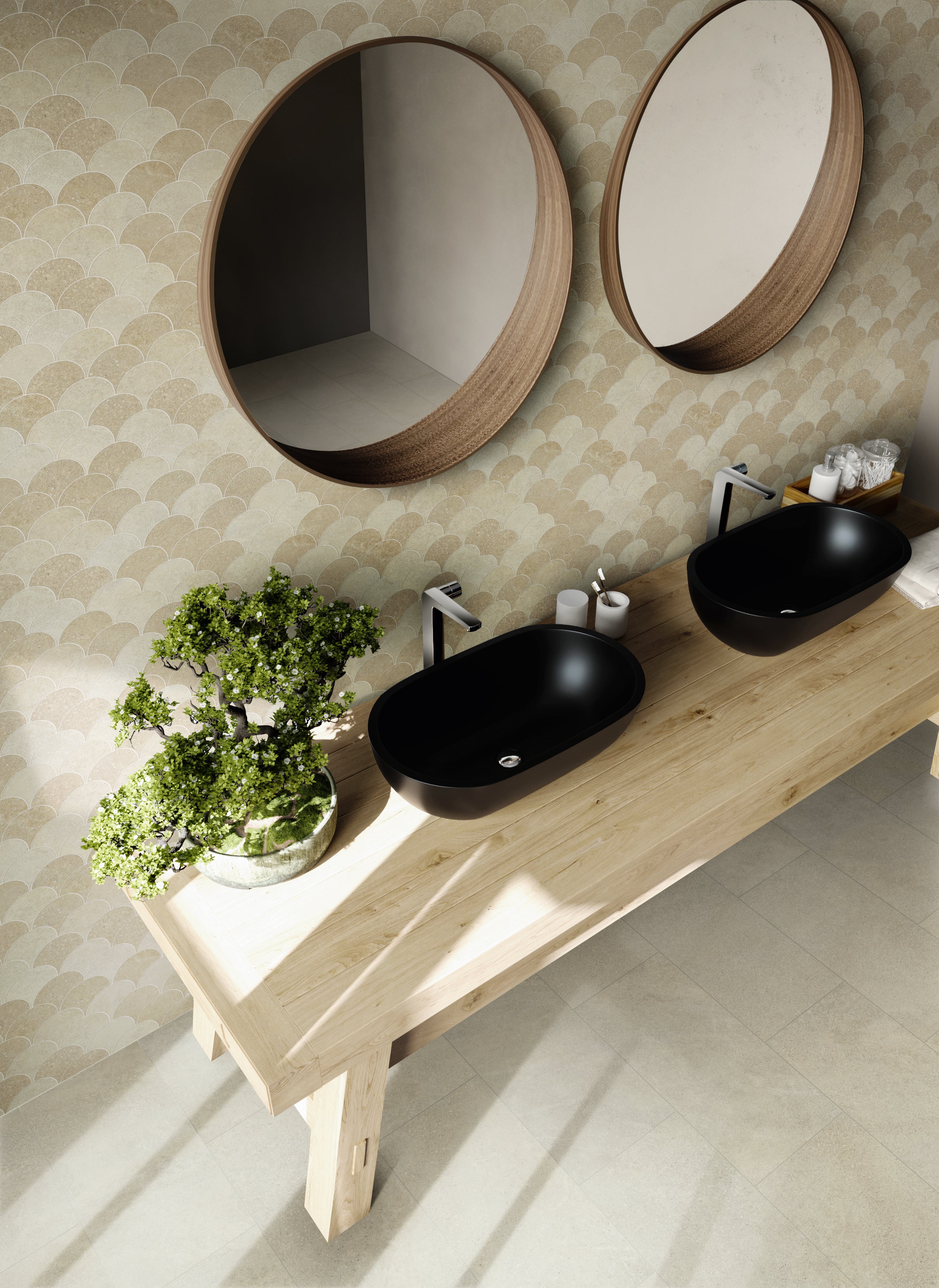 Tycoon 13.7x14.5 Matte Porcelain Wave Mosaic Tile in Beige Mix