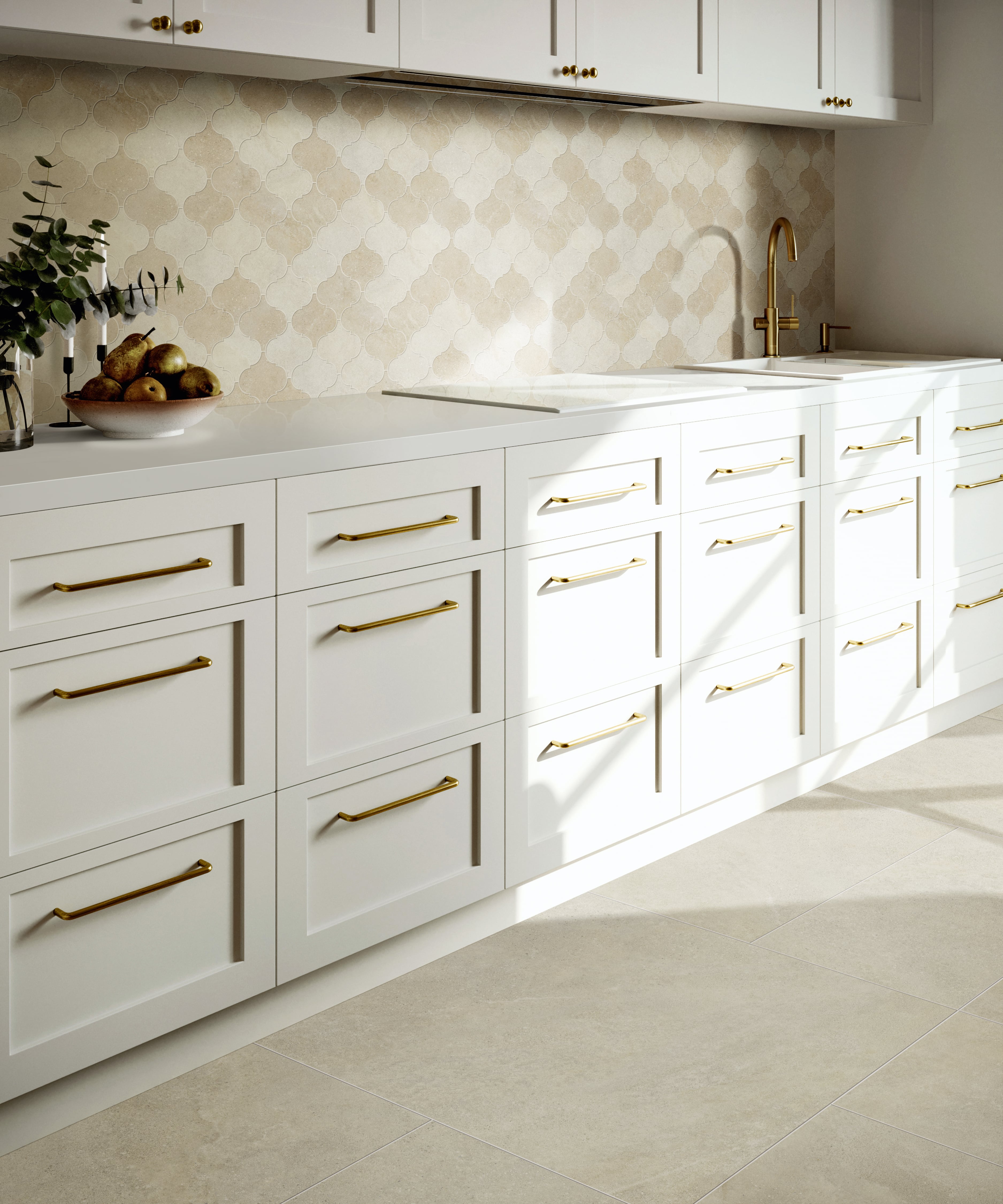 Tycoon 12x14.5 Matte Porcelain Arabesque Mosaic Tile in Beige Mix