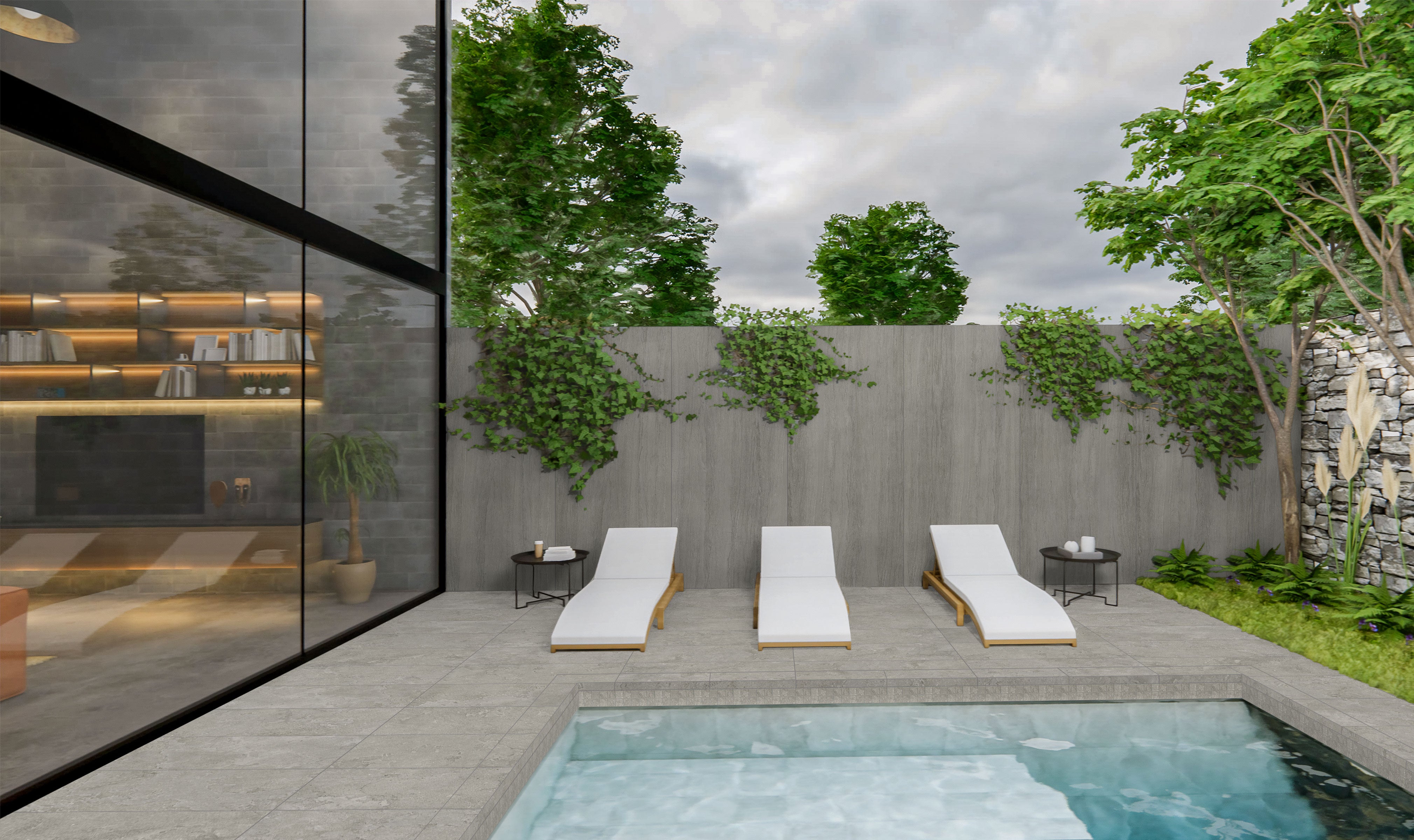 EcoStone 24x48 Grip Porcelain Tile in Cross-Cut Fossil