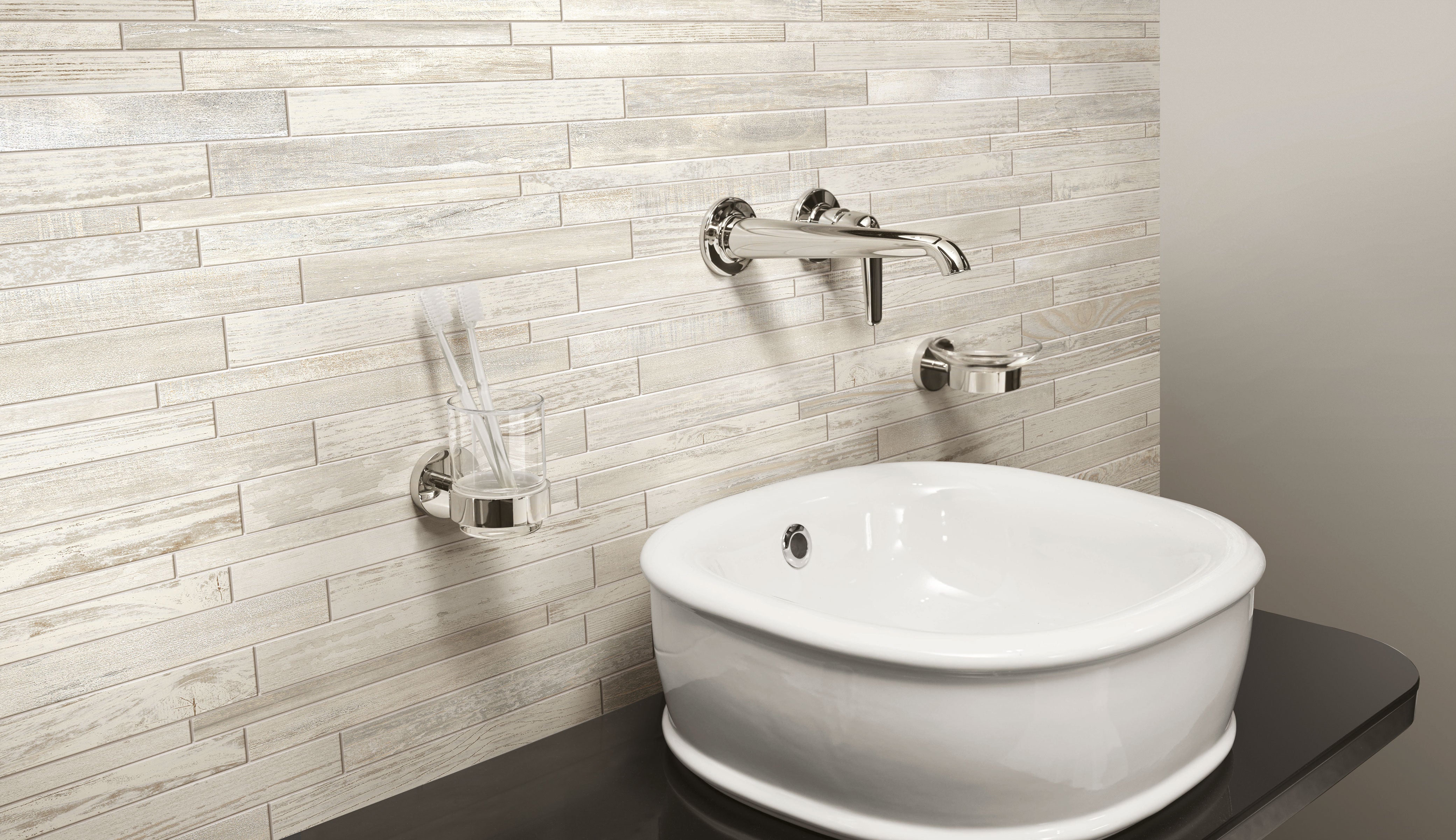 Loft 6x15 Matte Porcelain Mesh Linear Mosaic Tile in Ivory