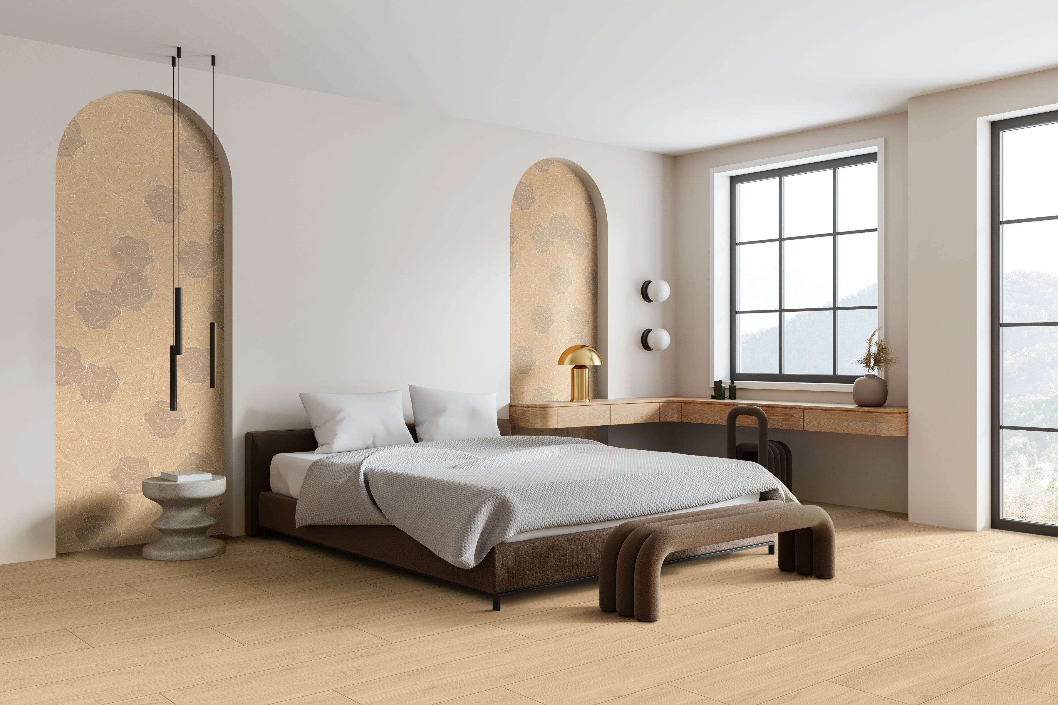 Calissa Plank™ 16x17 Matte Blossom Deco Porcelain Tile in Urban Walnut – MILE®stone