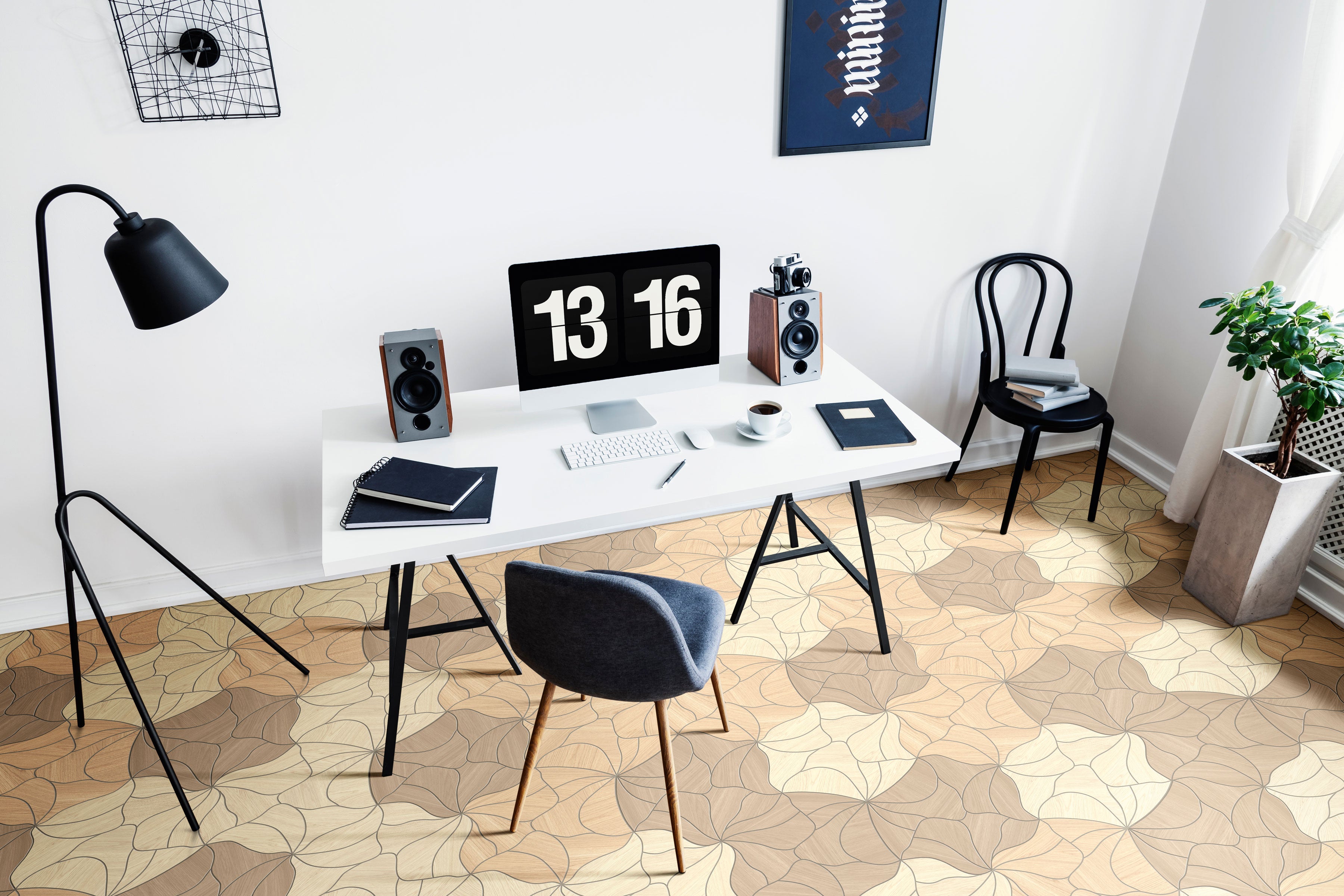 Calissa Plank™ 16x17 Matte Blossom Deco Porcelain Tile in Urban Walnut