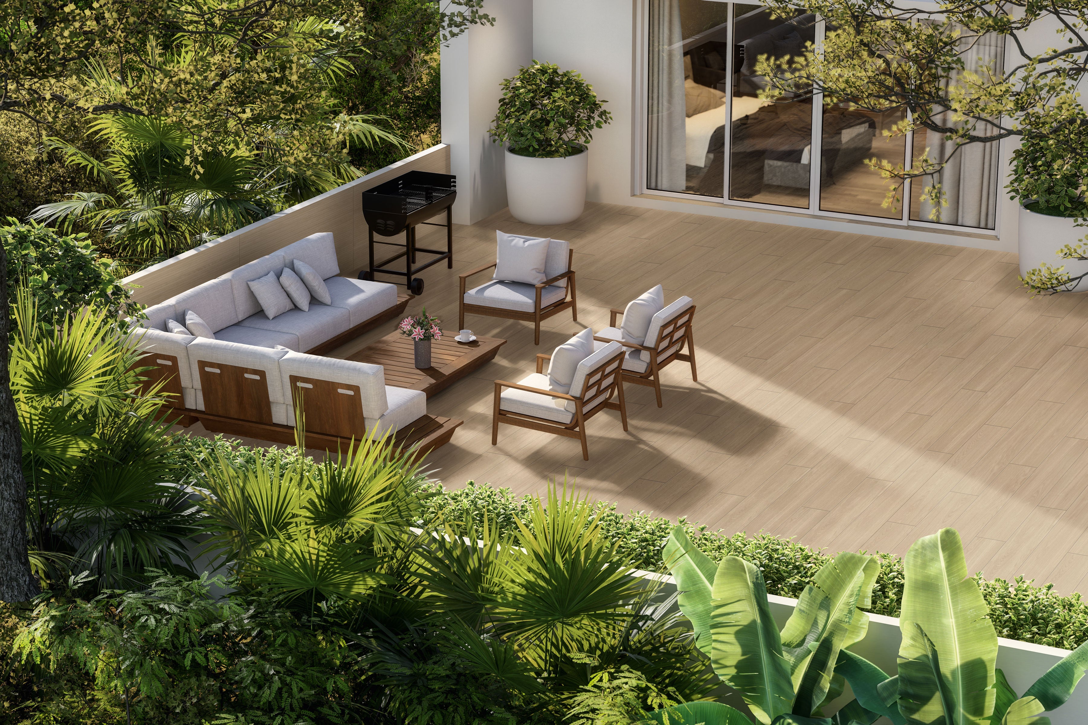 Calissa Plank™ 10x60 Matte Strips Deco Poeclain Tile in Urban Walnut