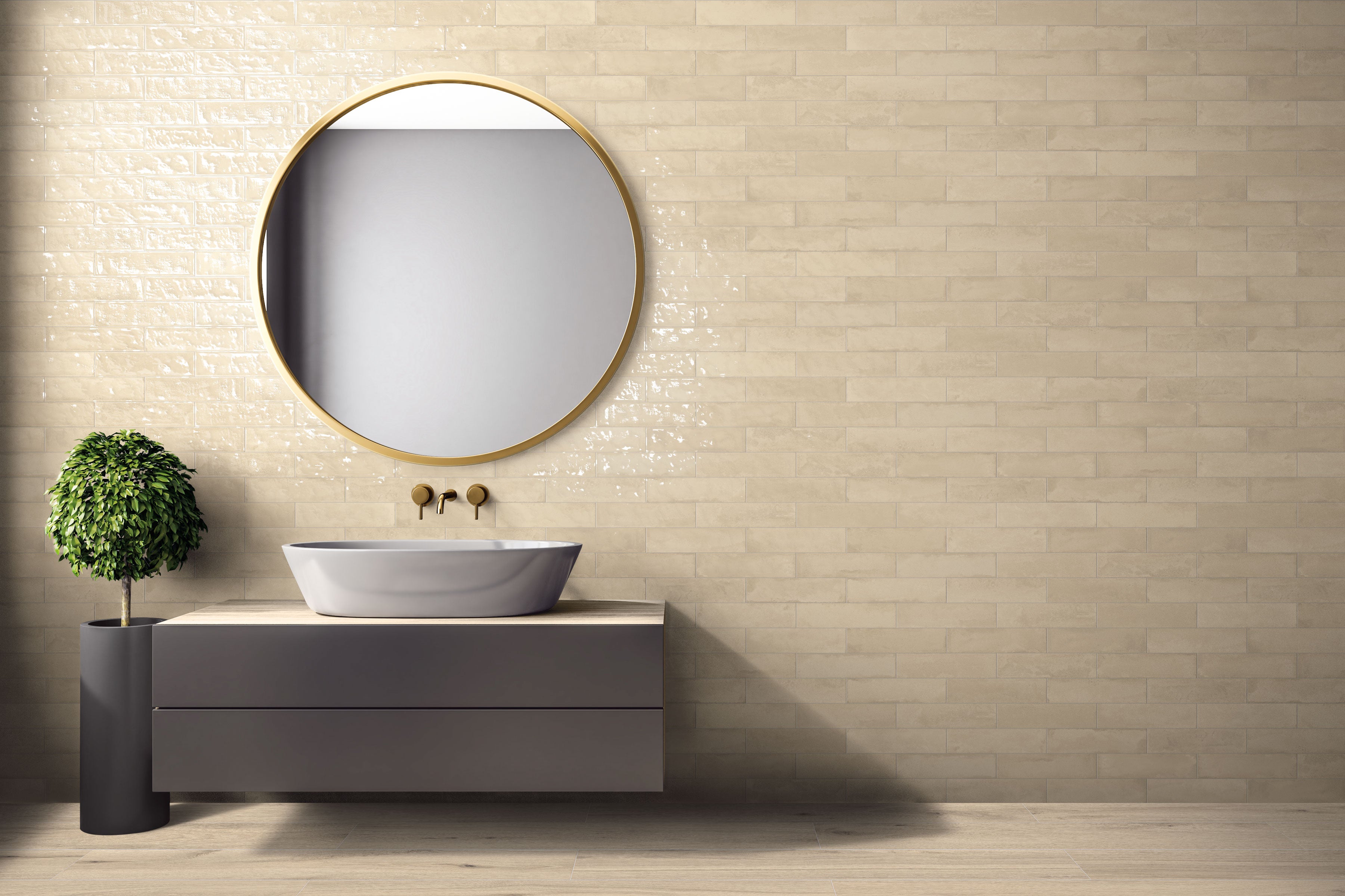 4Earth 3x12 Glossy Porcelain Tile in Biscuit (Online Only)