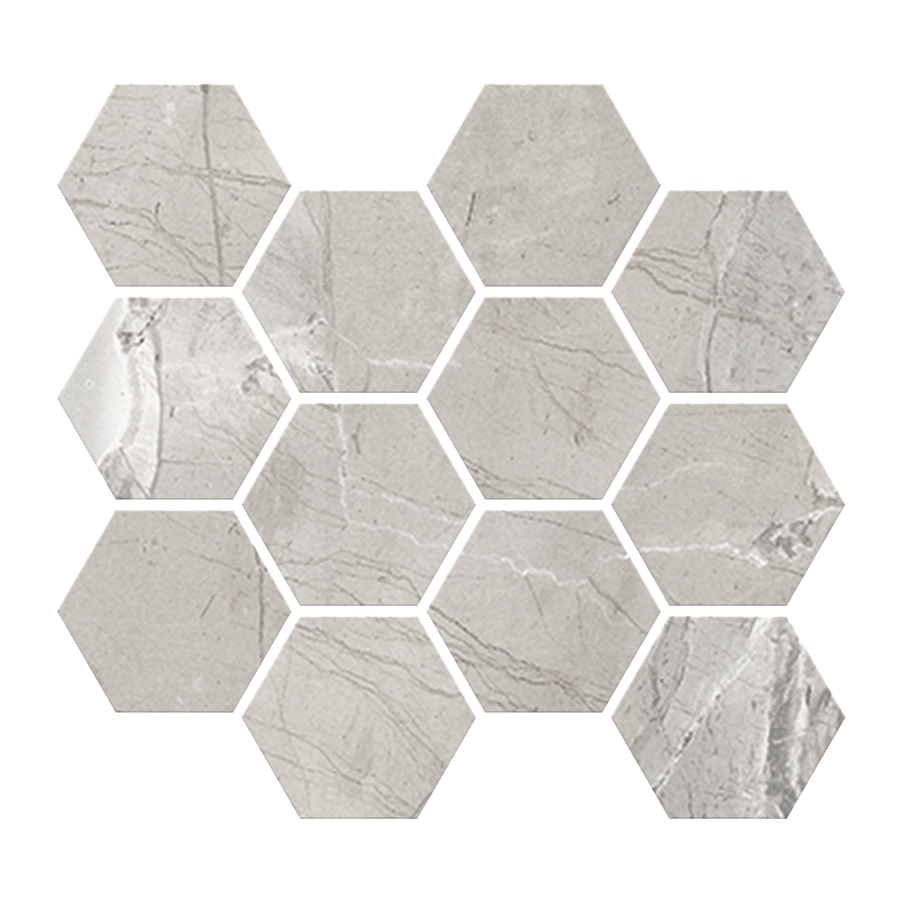 Absolute 3x3 Matte Porcelain Hexagon Mesh Mosaic Tile in Light Grey ...