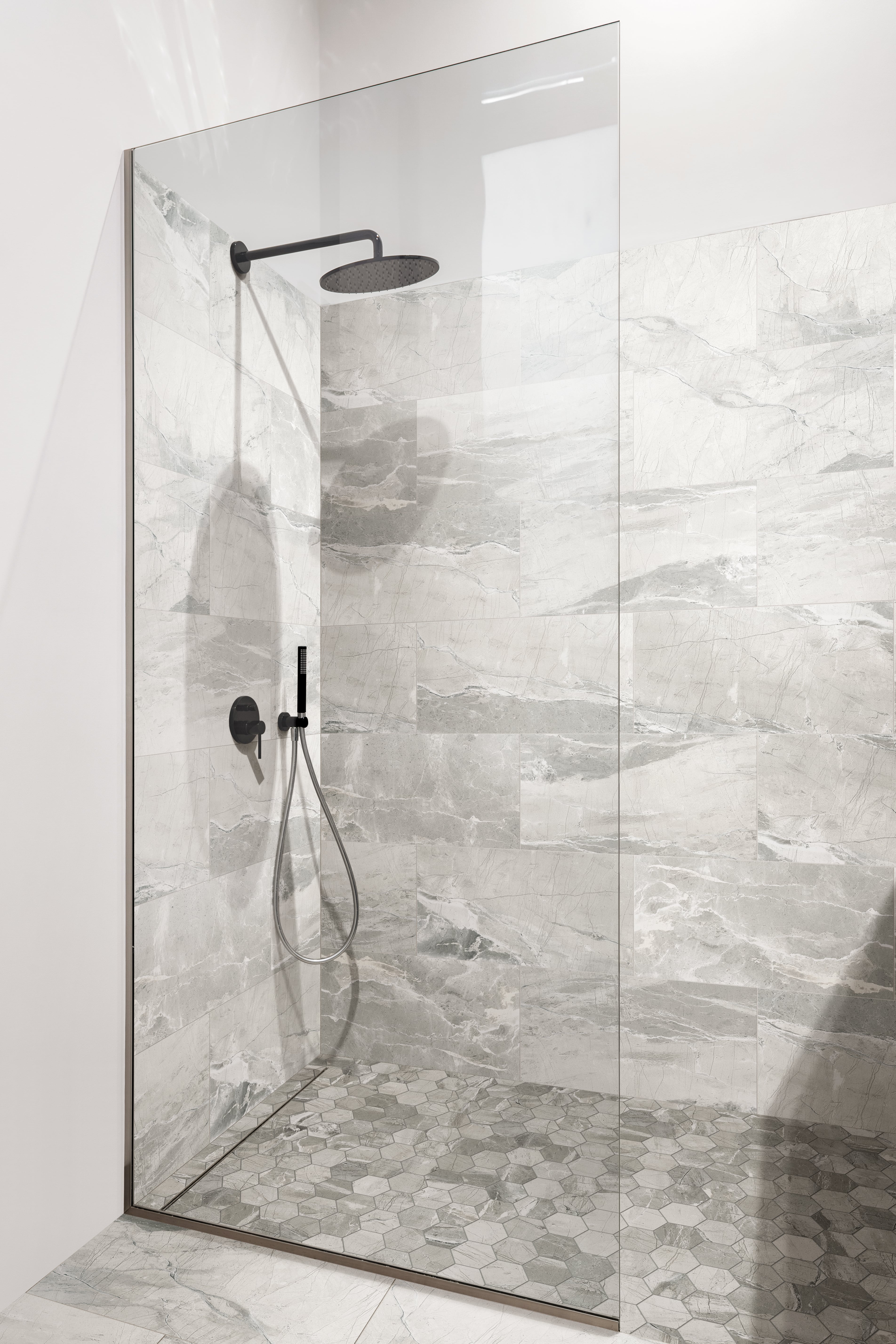 Absolute 3x3 Matte Porcelain Hexagon Mesh Mosaic Tile in Light Grey