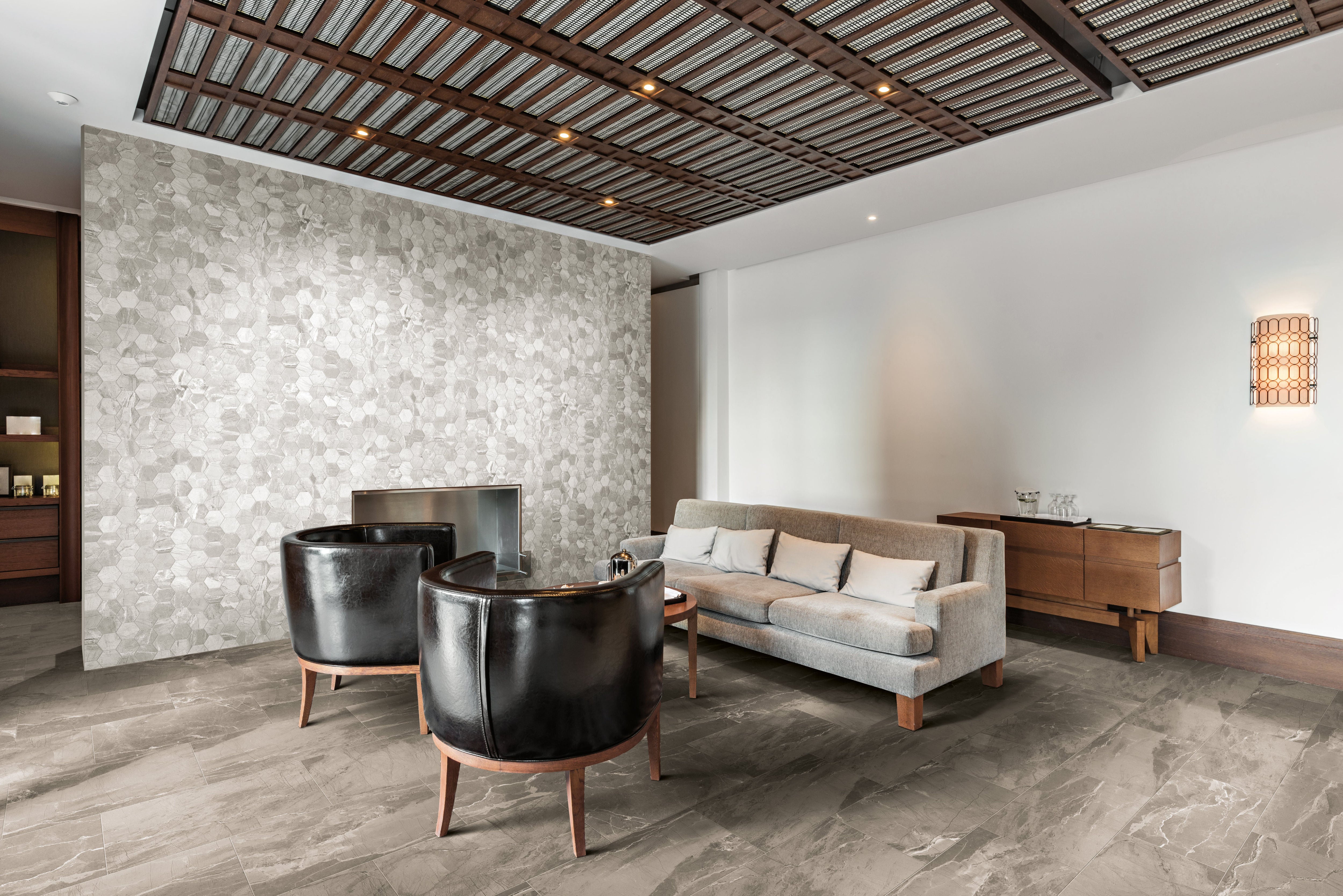 Buona notte シングル　マット Absolute 3x3 Matte Porcelain Hexagon Mesh Mosaic Tile in White