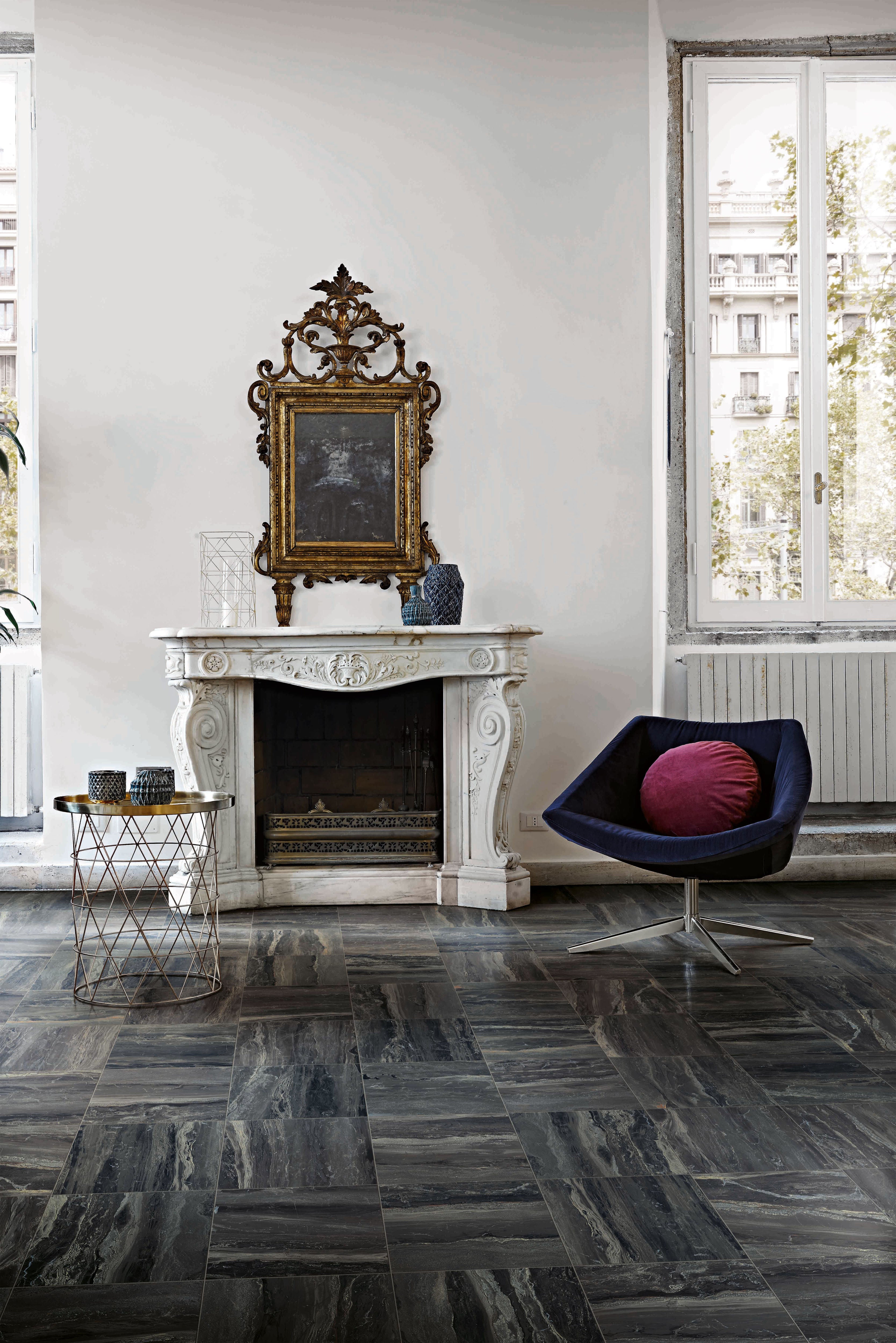 Breccia 12x12 Polished Porcelain Tile in Noir – MILE®stone