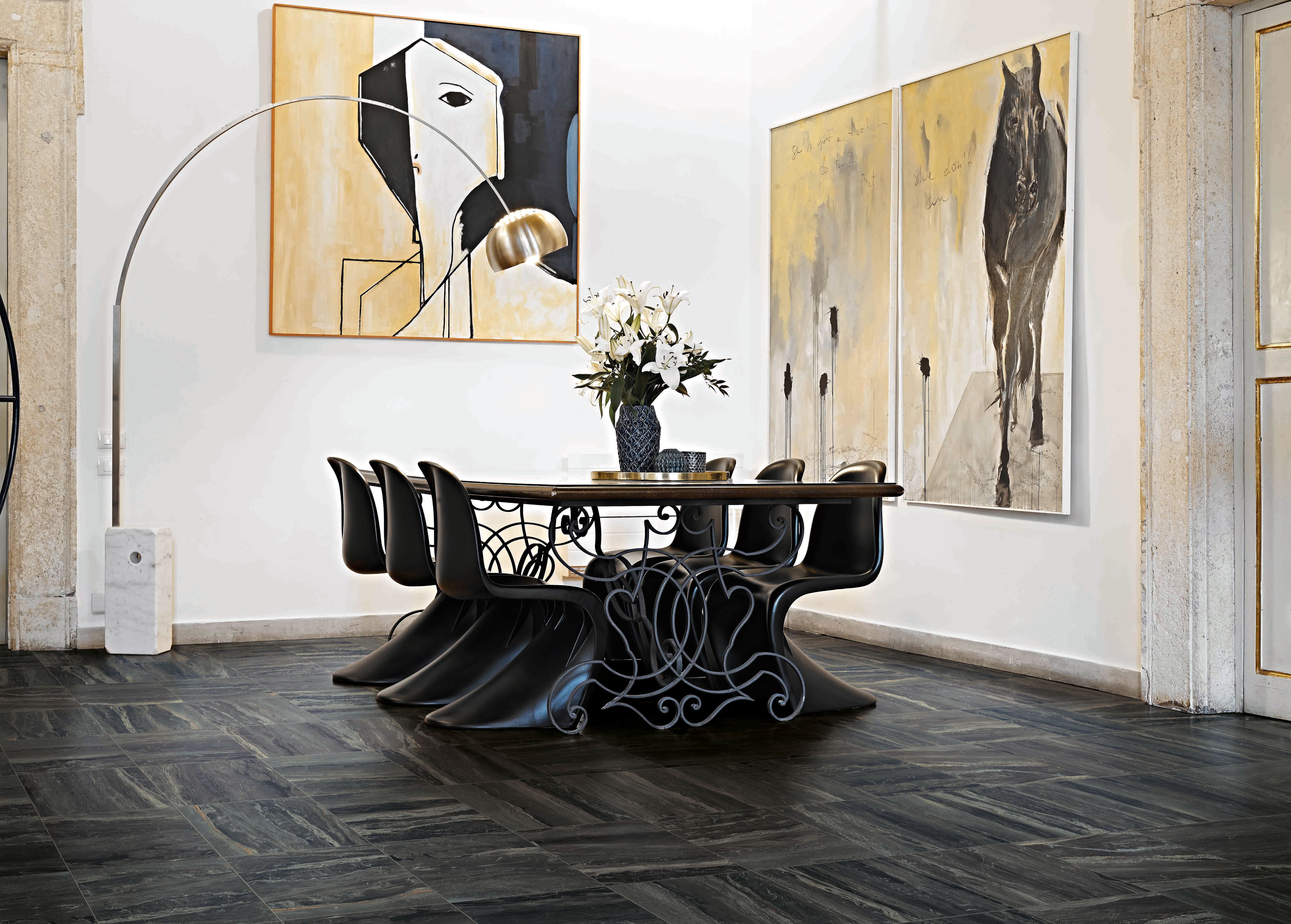 Breccia 12x12 Polished Porcelain Tile in Noir – MILE®stone