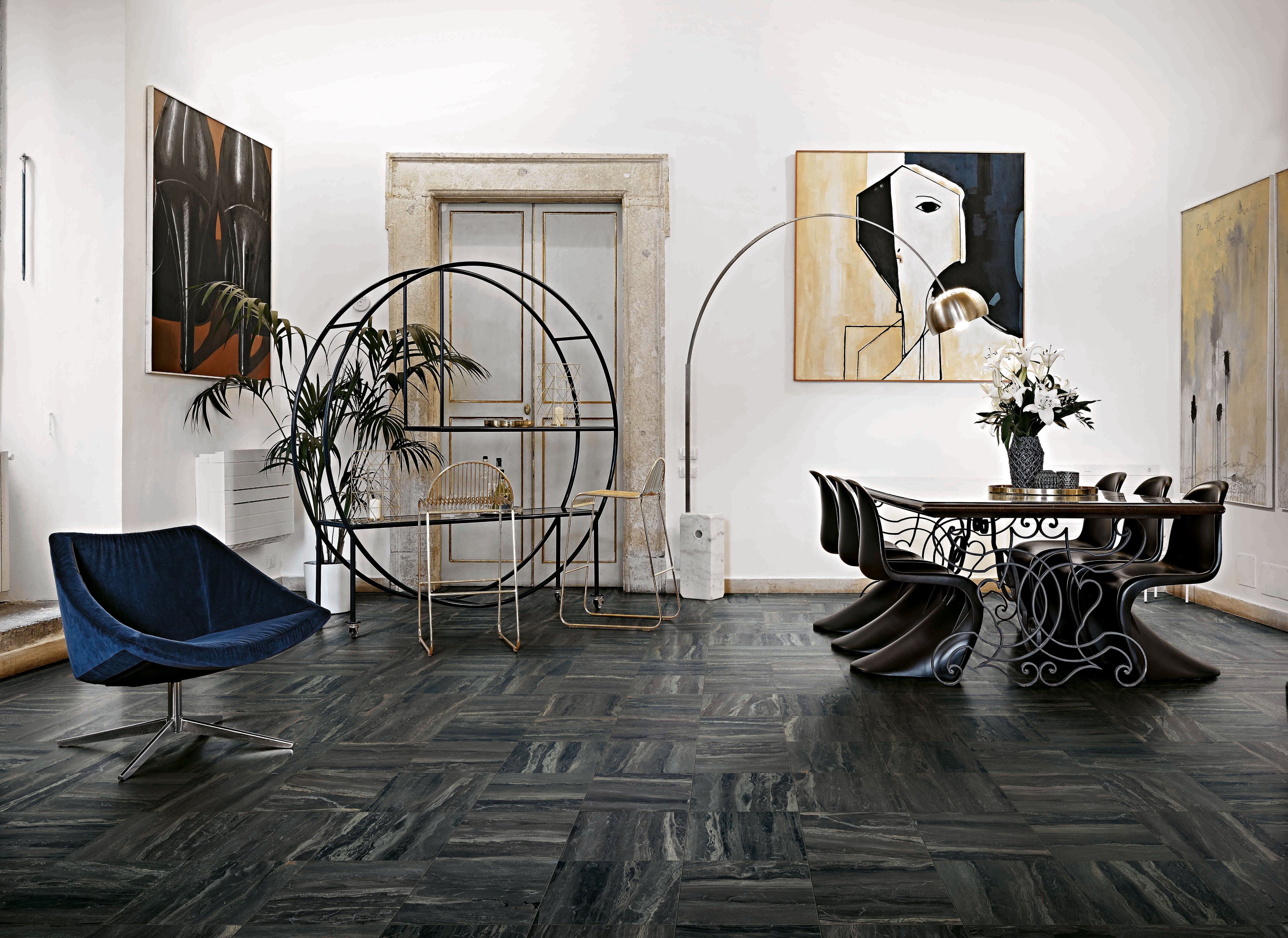 Breccia 12x12 Polished Porcelain Tile in Noir – MILE®stone