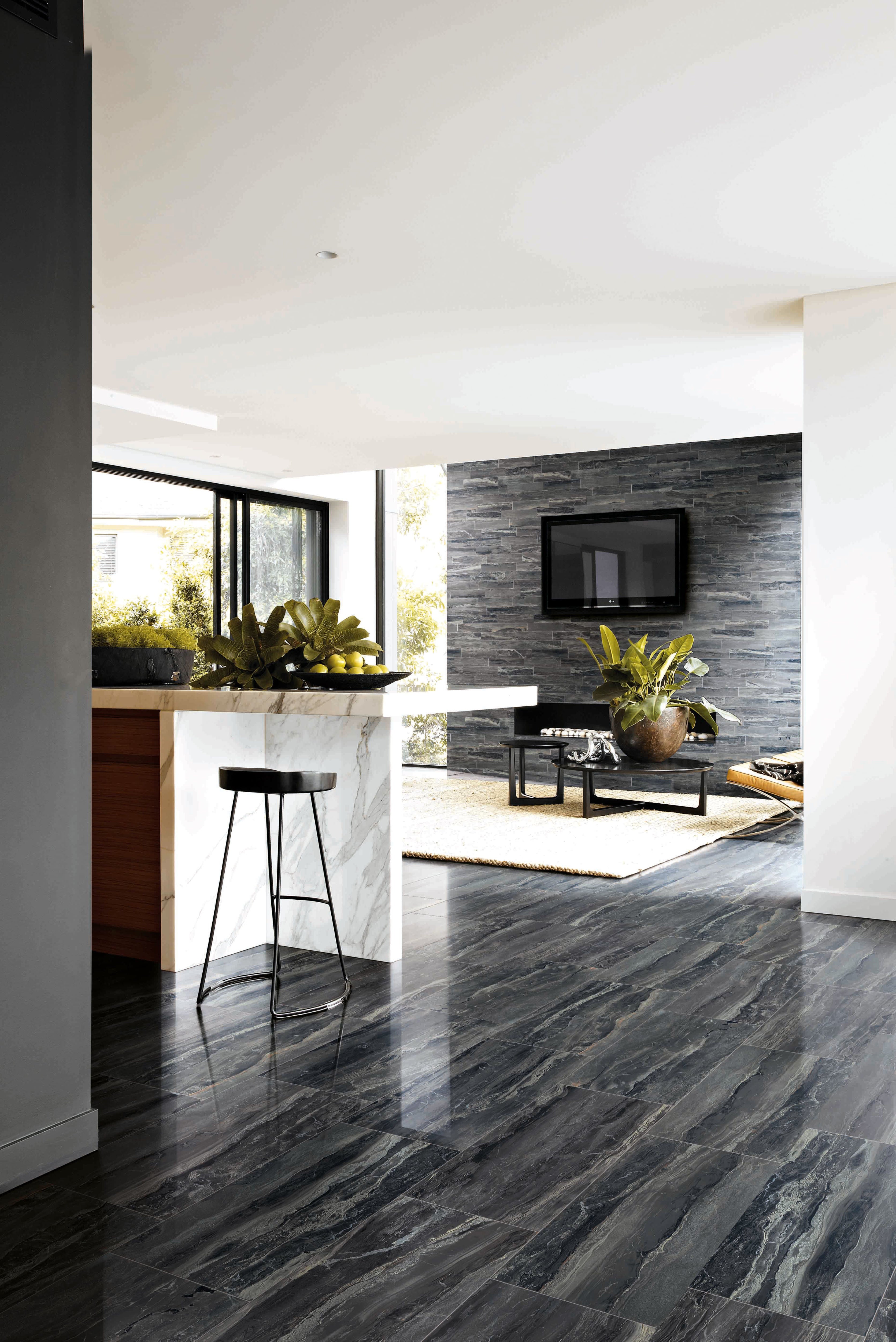 Breccia 12x24 Polished Porcelain Tile in Noir