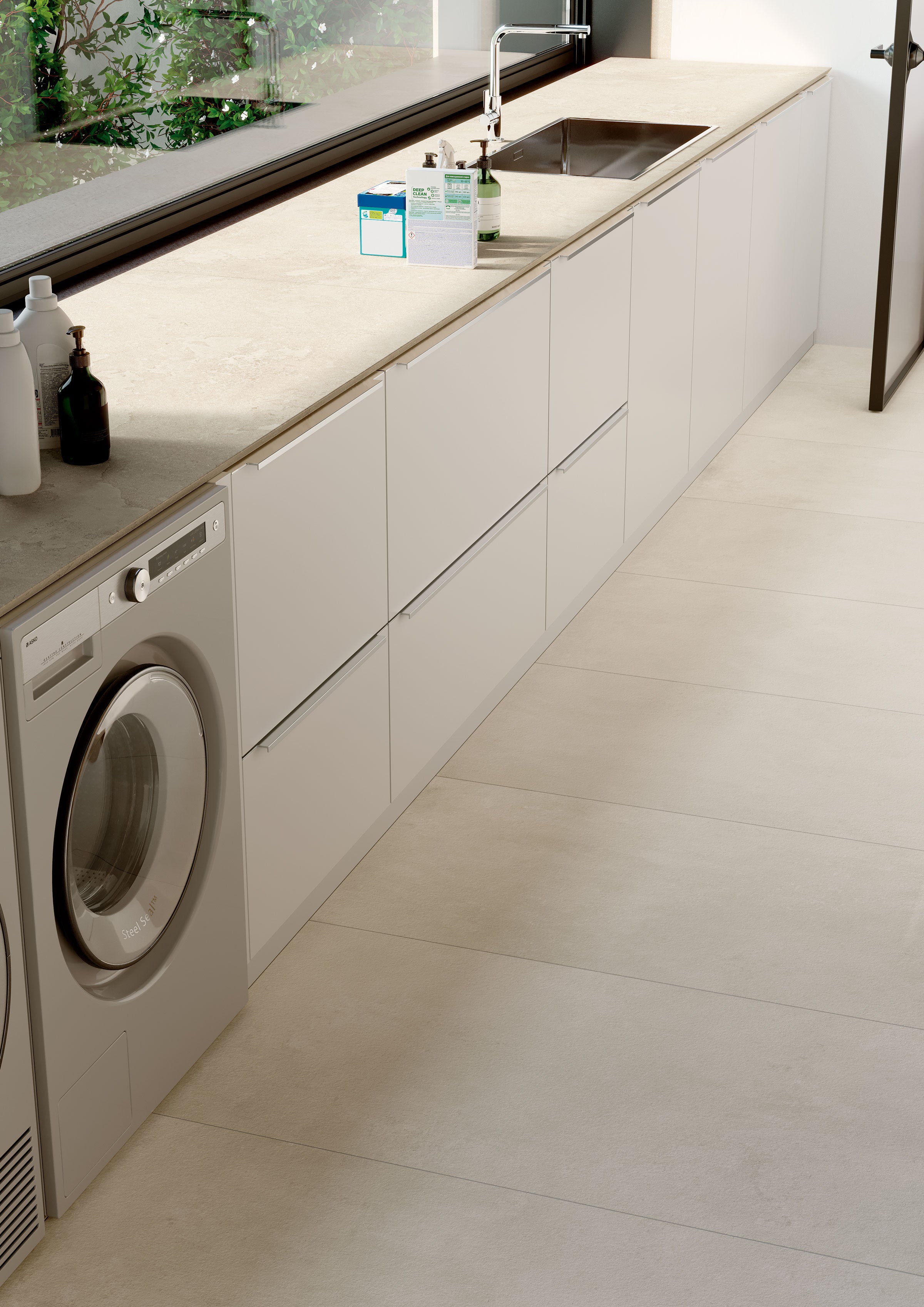 EcoStone Pre-Fab 32x96 Matte Porcelain Tile in Jute Cross Cut