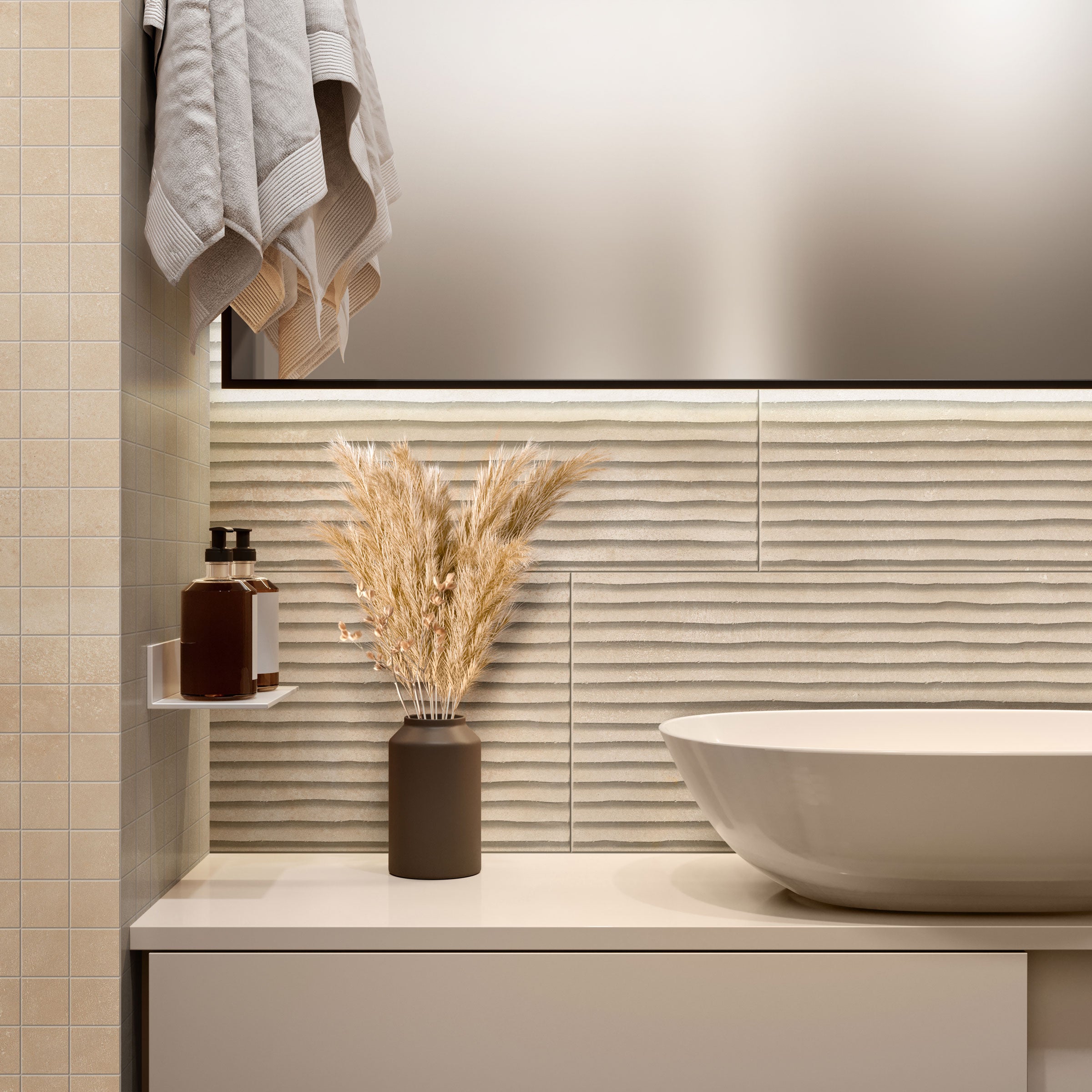 Earthen 12x24 Flute Porcelain Tile in Alabaster