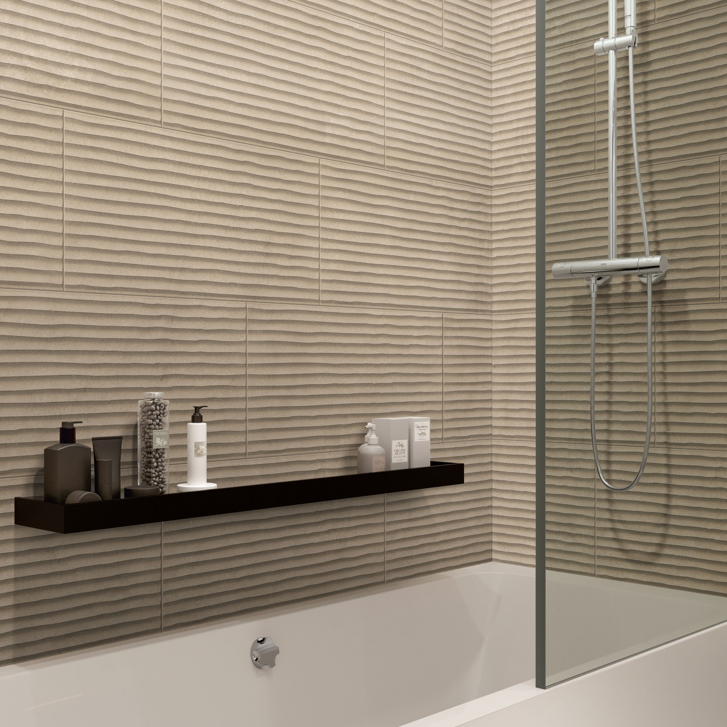Earthen 12x24 Flute Porcelain Tile in Almond