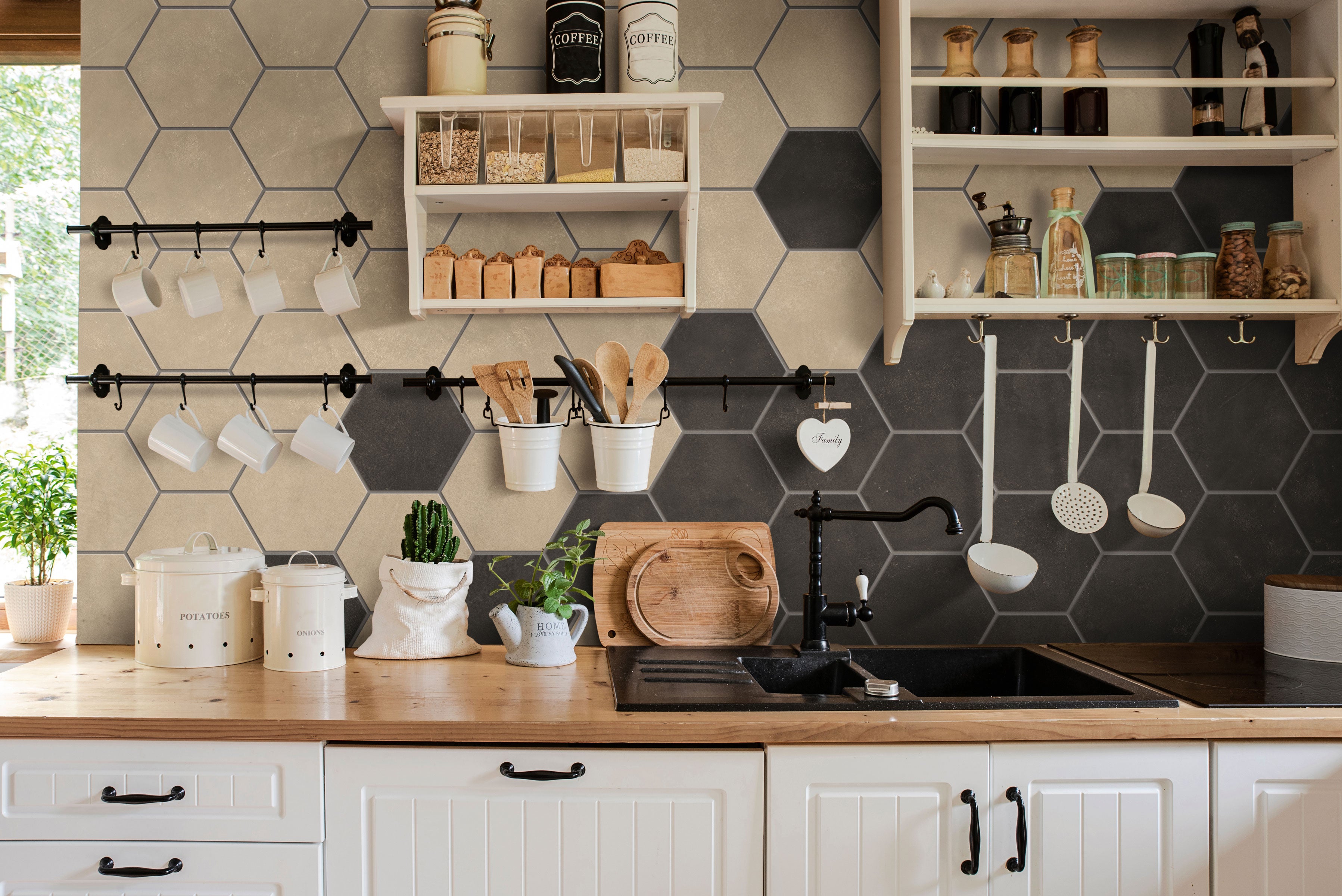 Earthen 10x10 Matte Hexagon Porcelain Tile in Moka