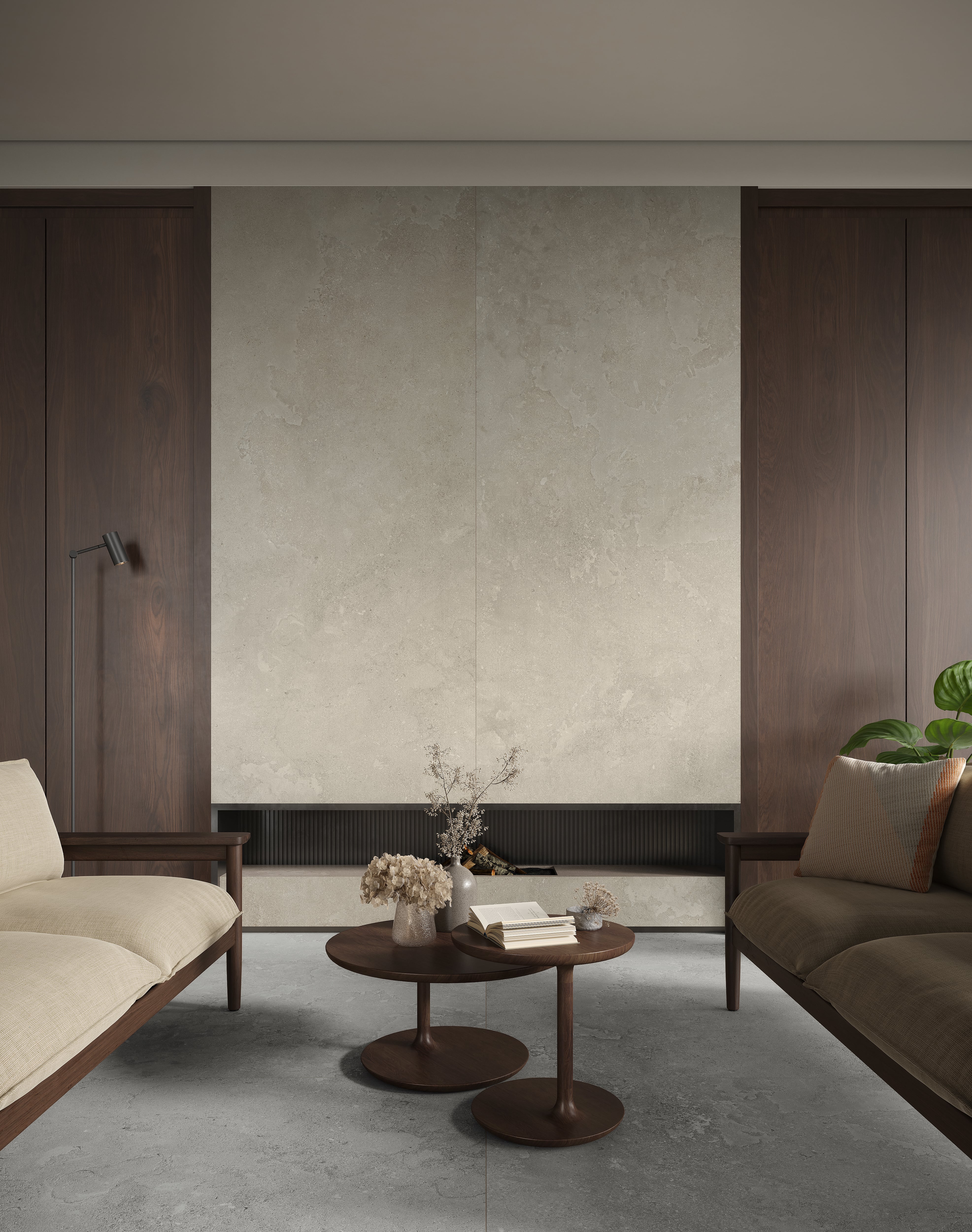 EcoStone 48x110 Matte Flute Deco Porcelain Tile in Cross-Cut Mist