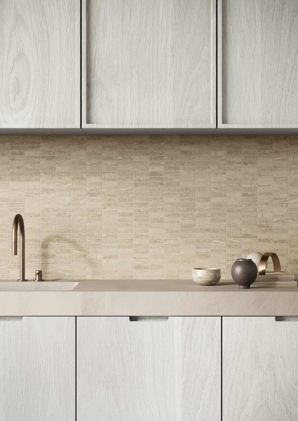 EcoStone 1x3 Matte Porcelain Mesh Mosaic Tile in Vein-Cut Jute – MILE®stone