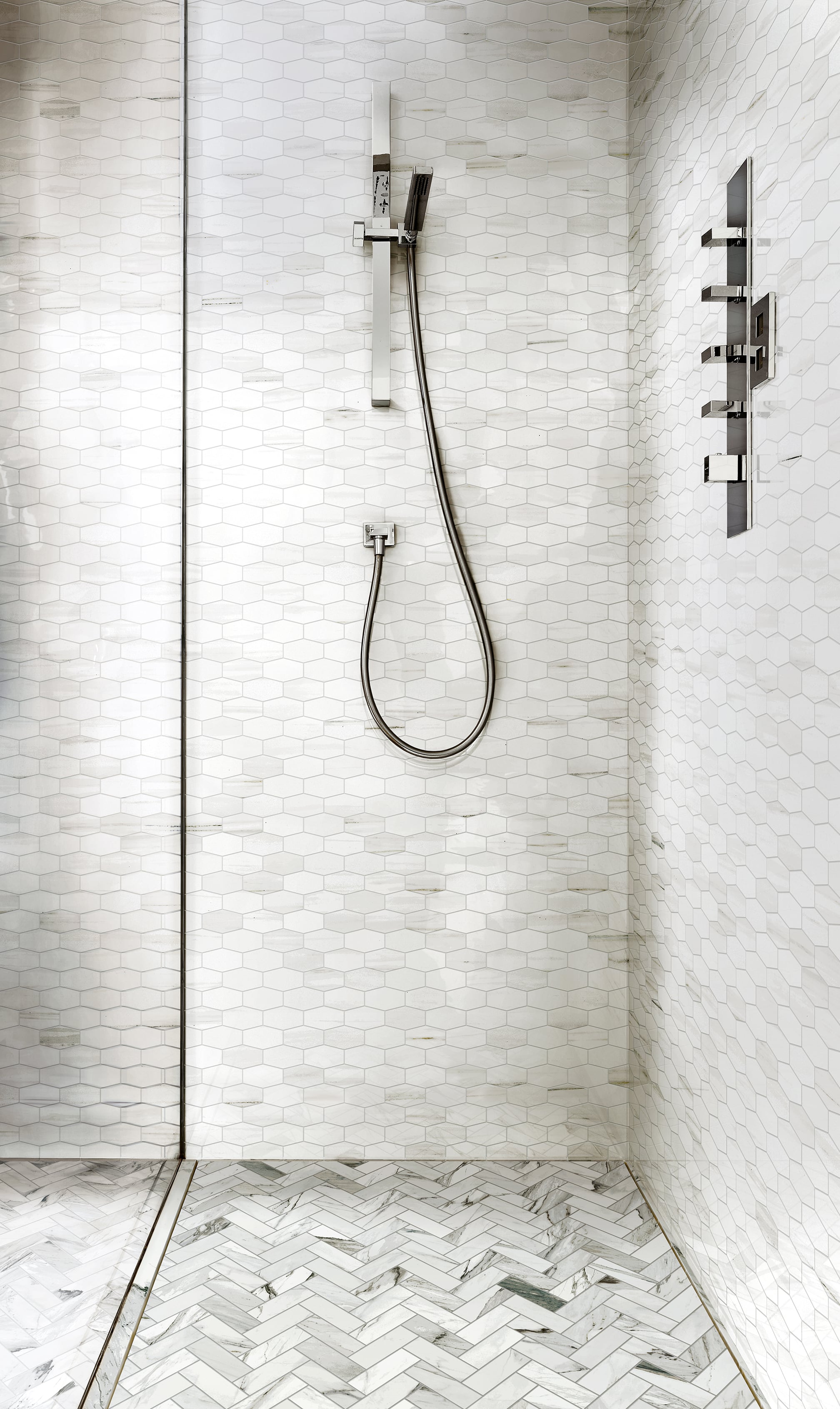 Epic 12x11 Polished Porcelain Hexagon Mesh Mosaic Tile in Dolomite