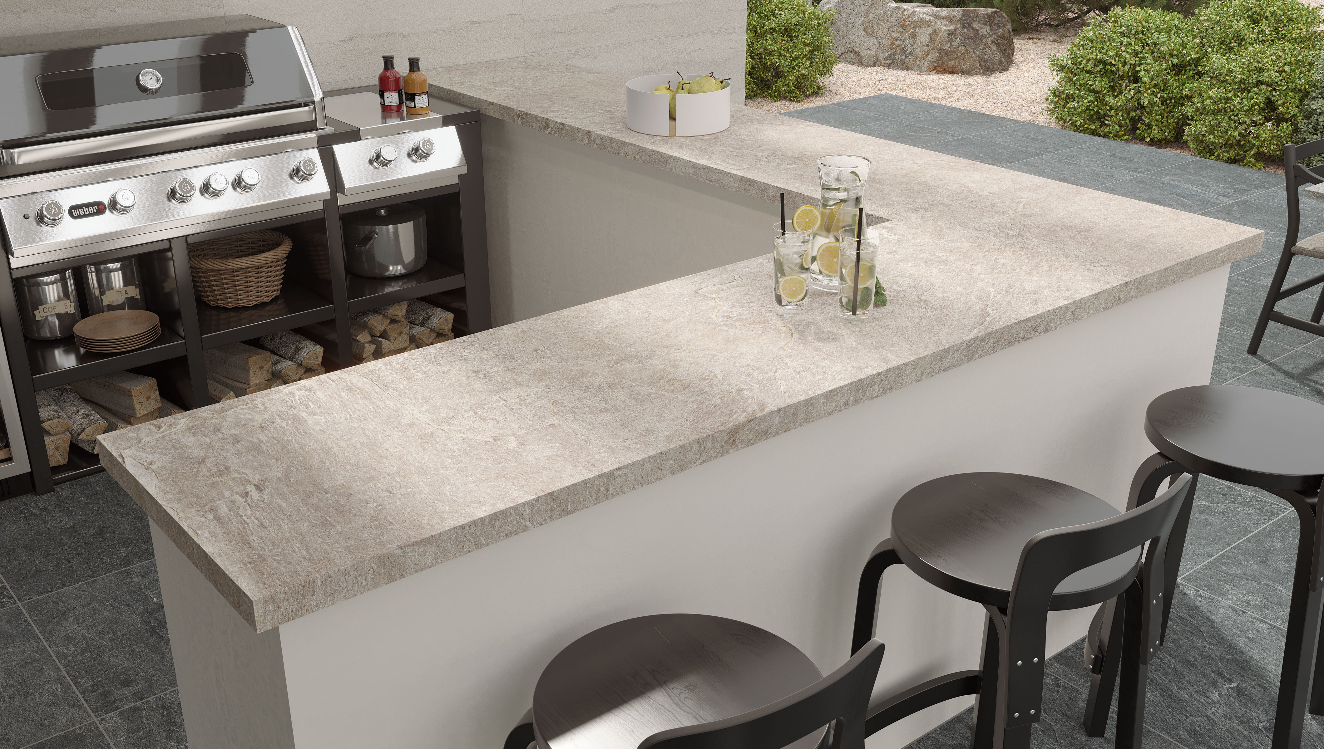 Farmhouse Living Pre-Fab 25.5x96 L-Shaped Top Matte Porcelain Tile in Alabaster