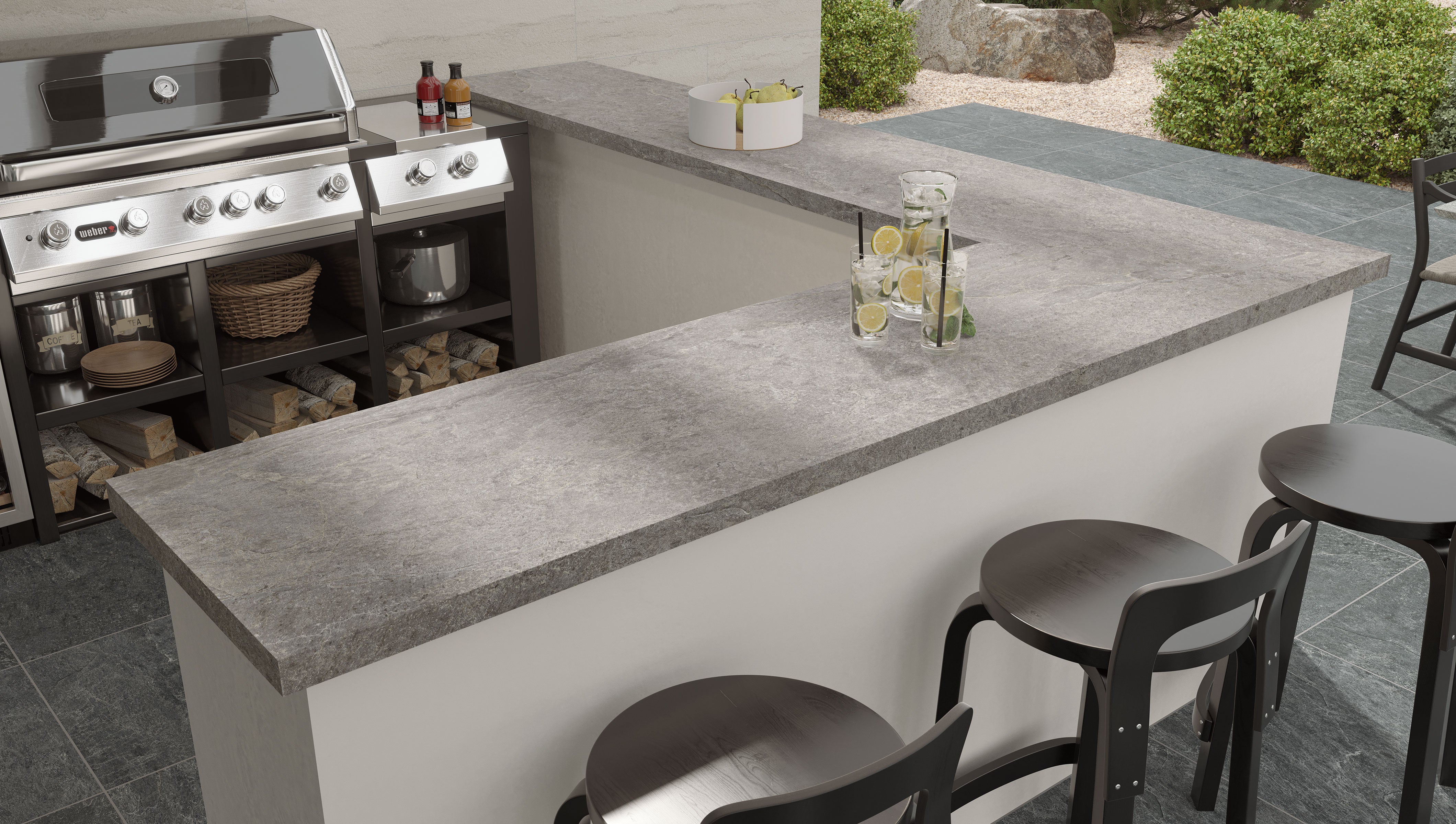 Farmhouse Living Pre-Fab 25.5x96 L-Shaped Top Matte Porcelain Tile in Millstone
