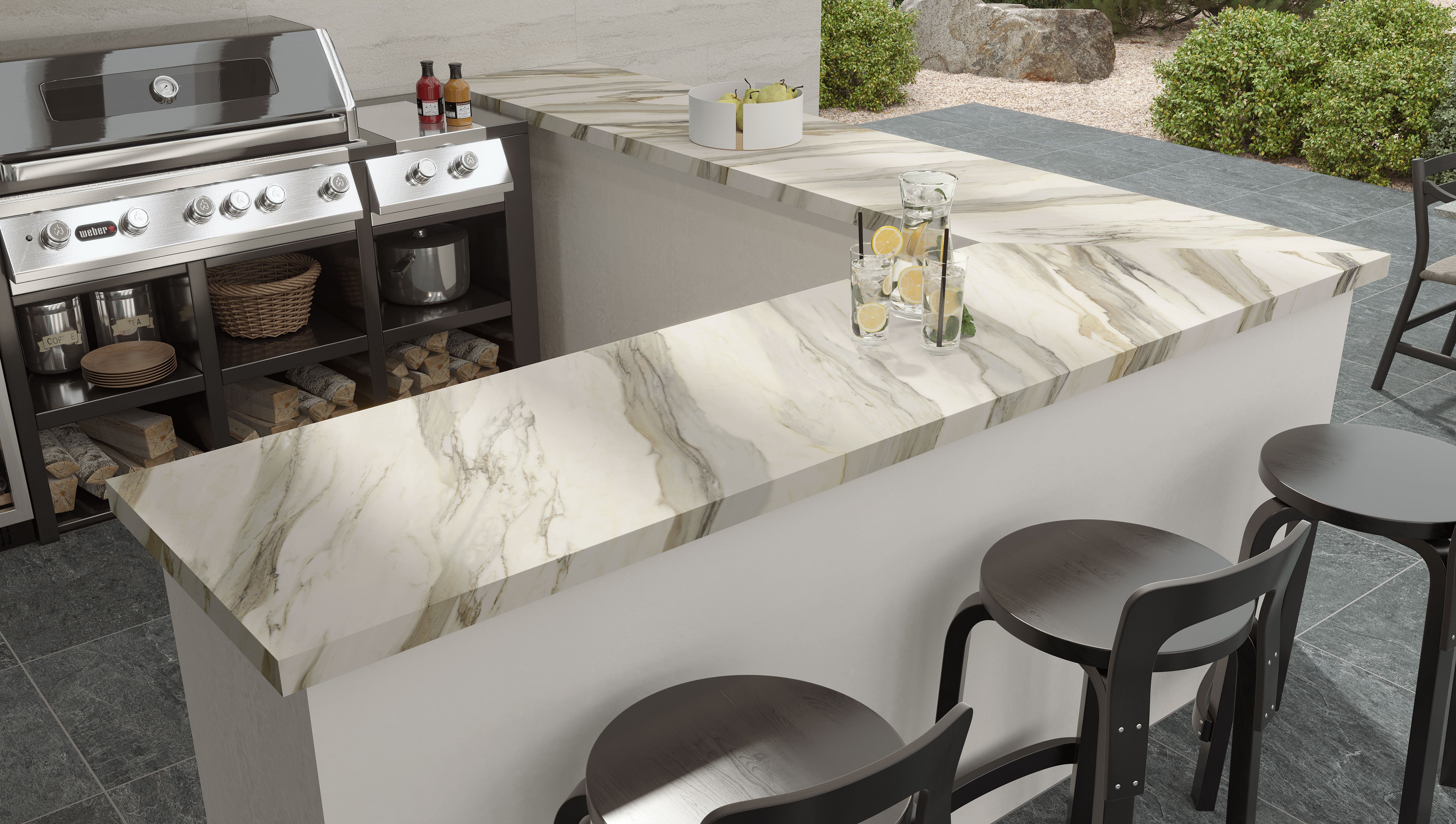 JEM Pre-Fab 25.5x96 L-Shaped Top Matte Porcelain Tile in Aria Gold