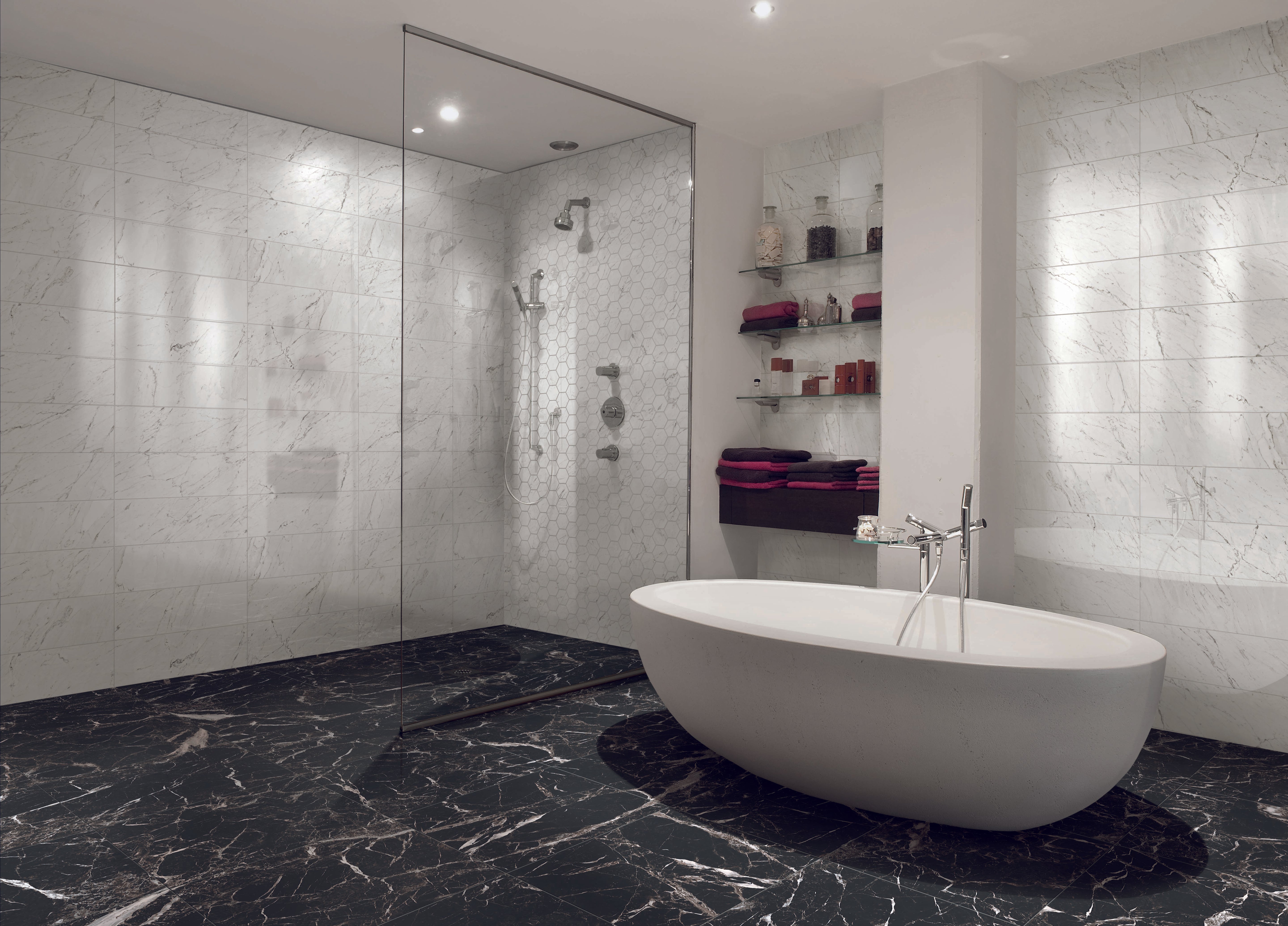 Marbles 24x24 Matte Porcelain Tile in Marmo Nero