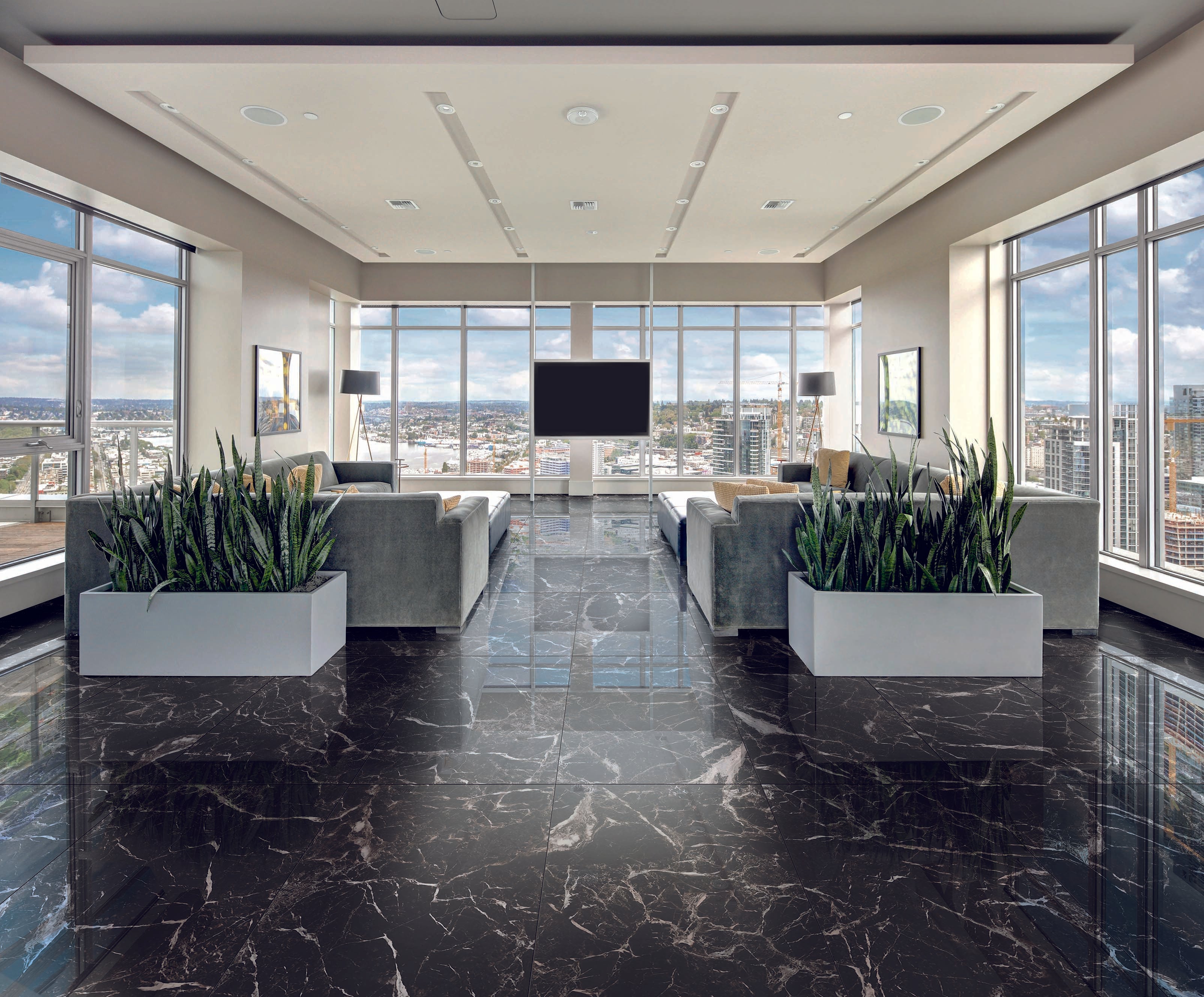 Marbles 24x48 Polished Porcelain Tile in Marmo Nero