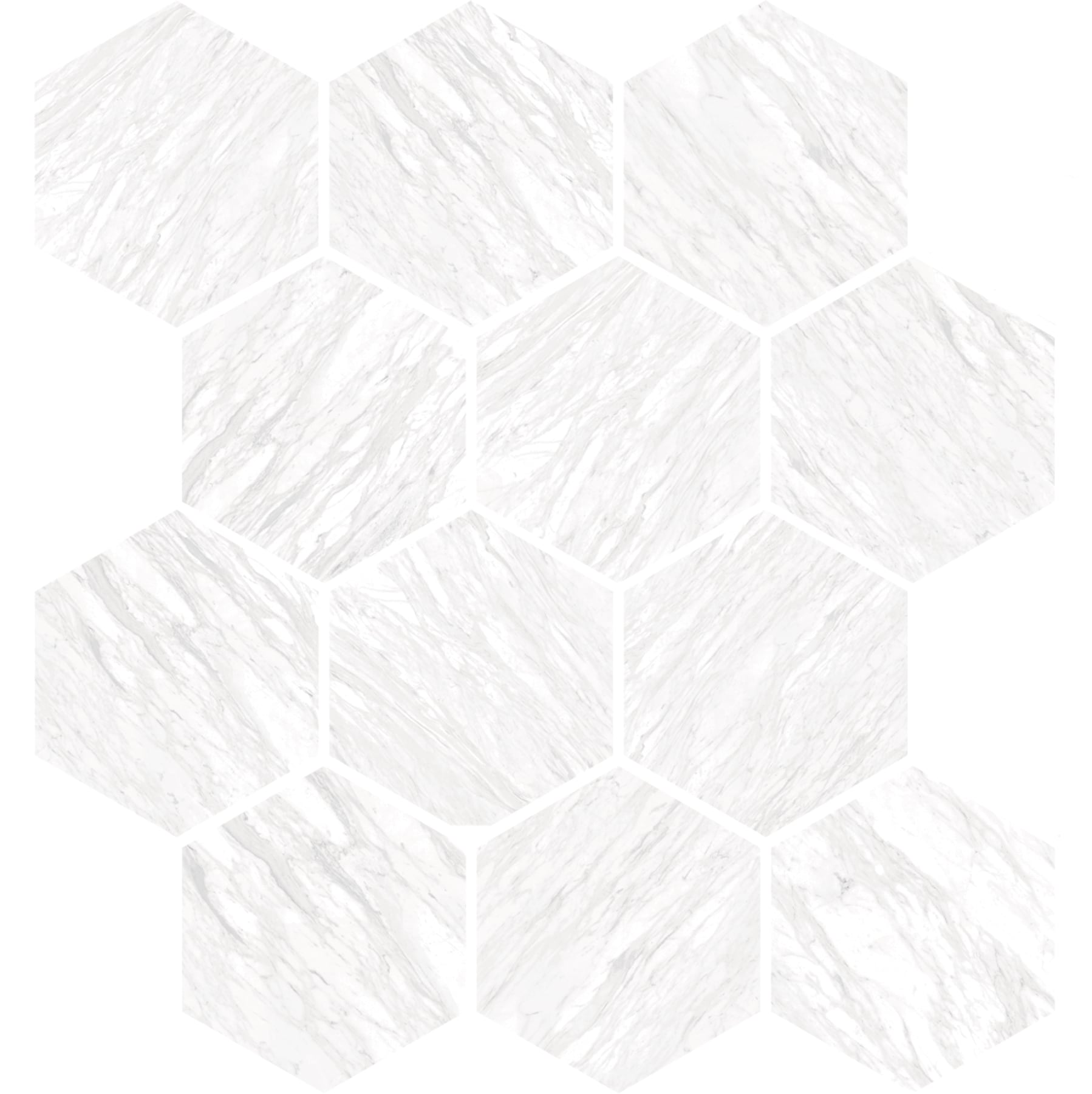Marbles 3x3 Polished Porcelain Hexagon Mesh Mosaic Tile in Volakas Silk