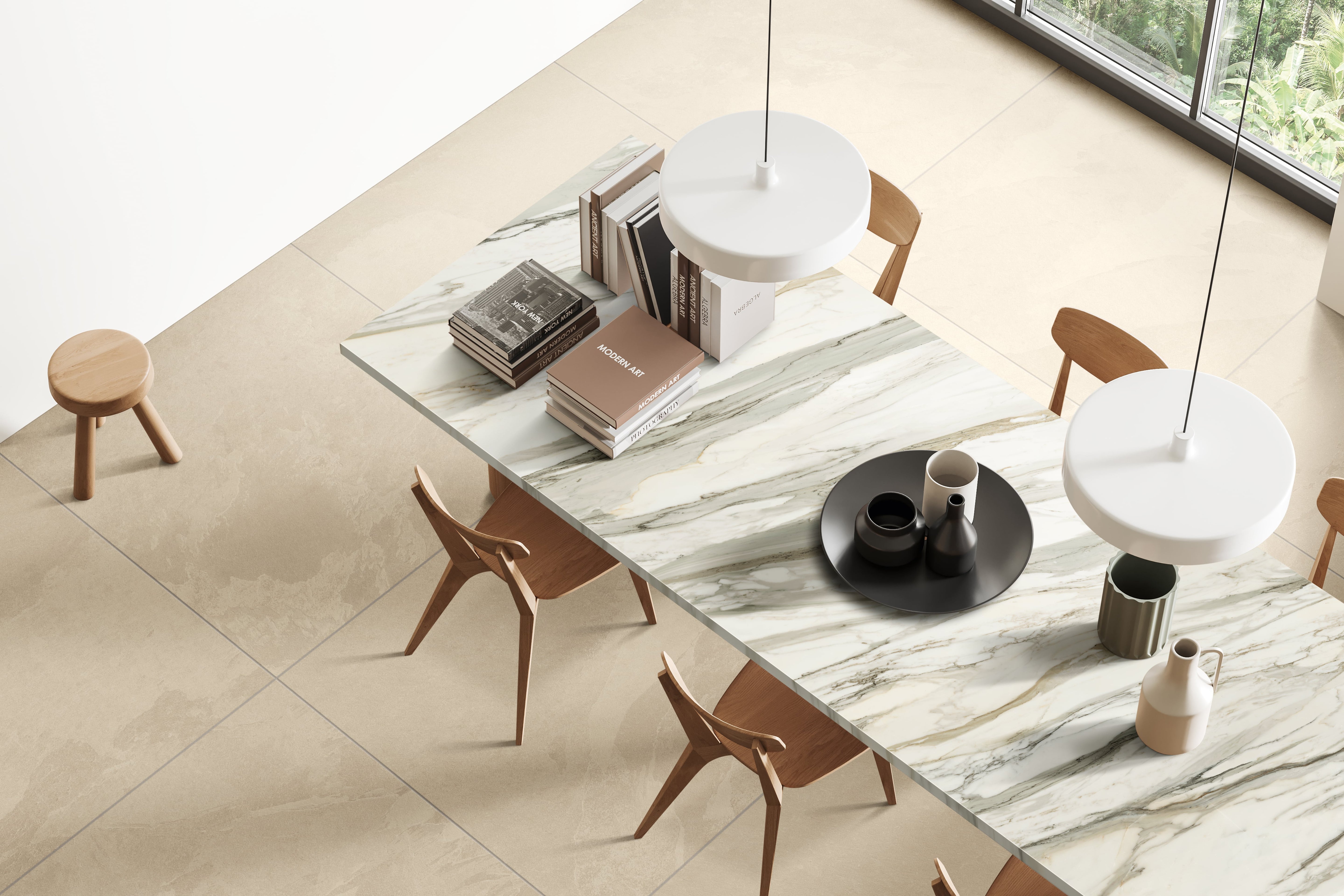 JEM Pre-Fab 32x96 Matte Porcelain Tile in Aria Gold