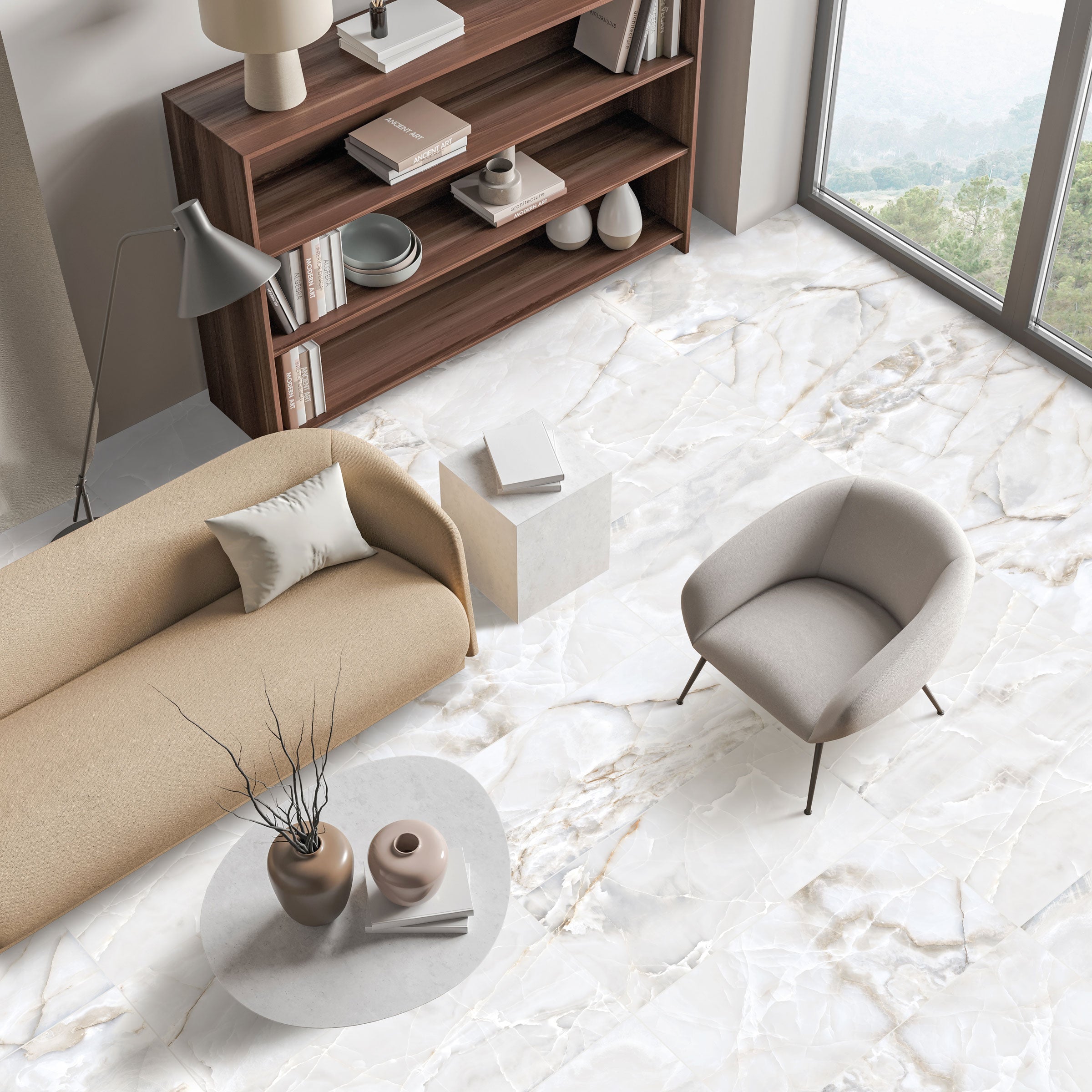 Onyx 24x48 Matte Porcelain Tile in White