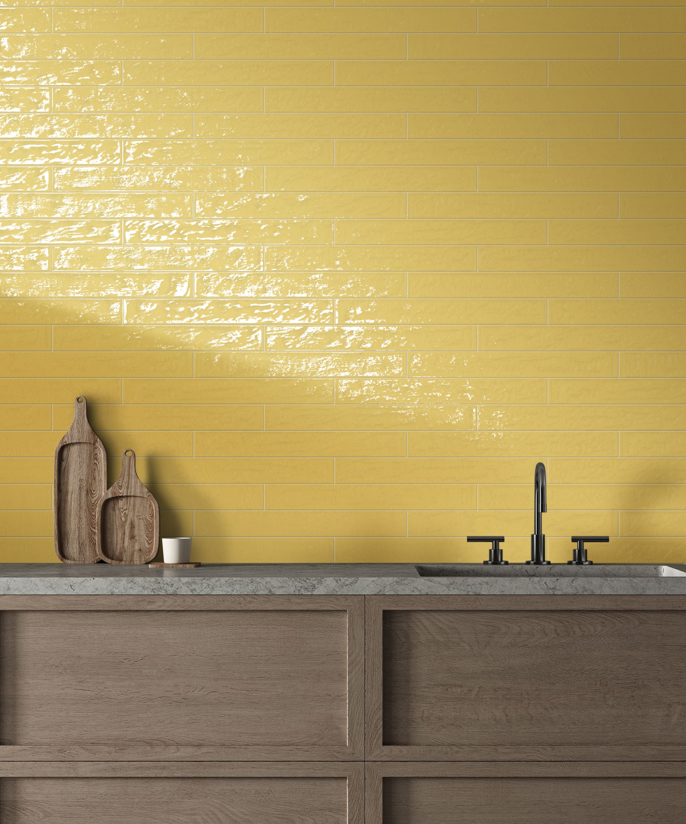 Playful 3x24 Glossy Porcelain Tile in Gold