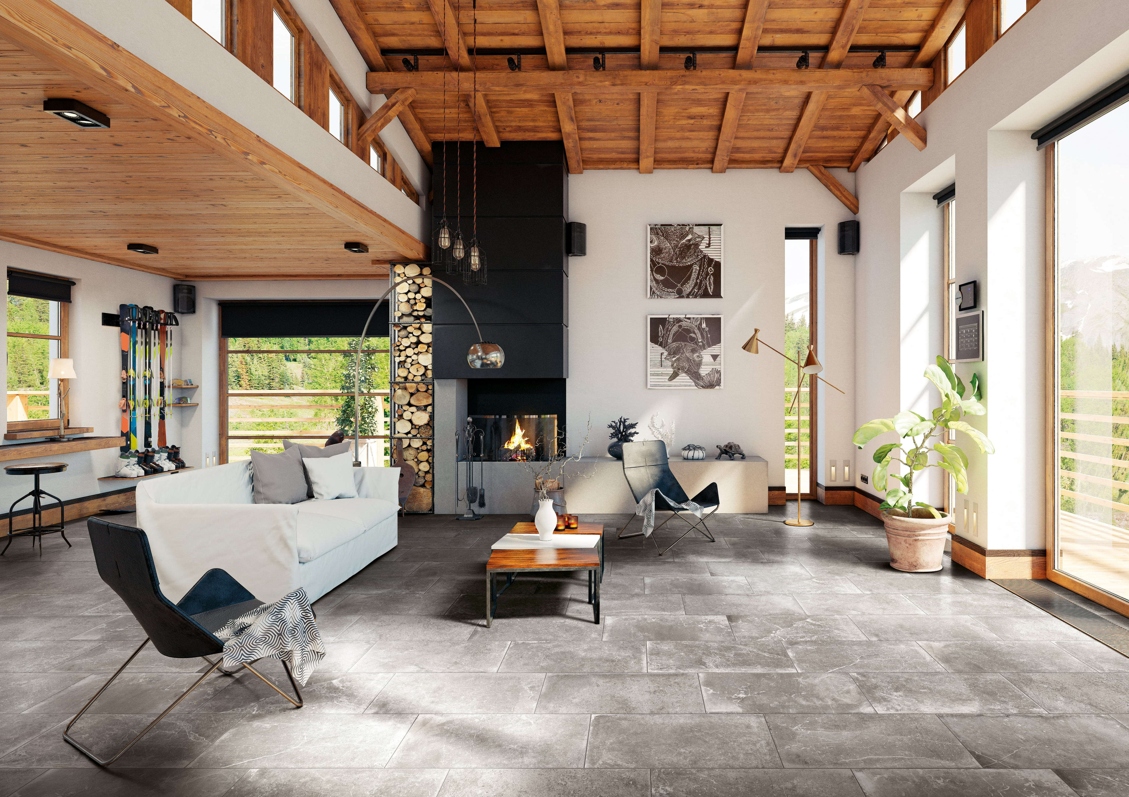 Rustic Stone 12x24 Matte Porcelain Tile in Grey