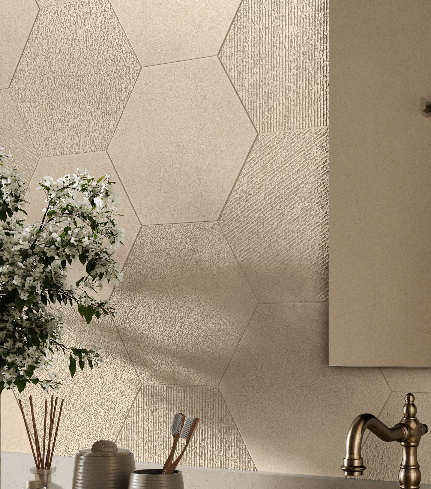 Shapes 10x10 Matte Hexagon Porcelain Tile in Sand