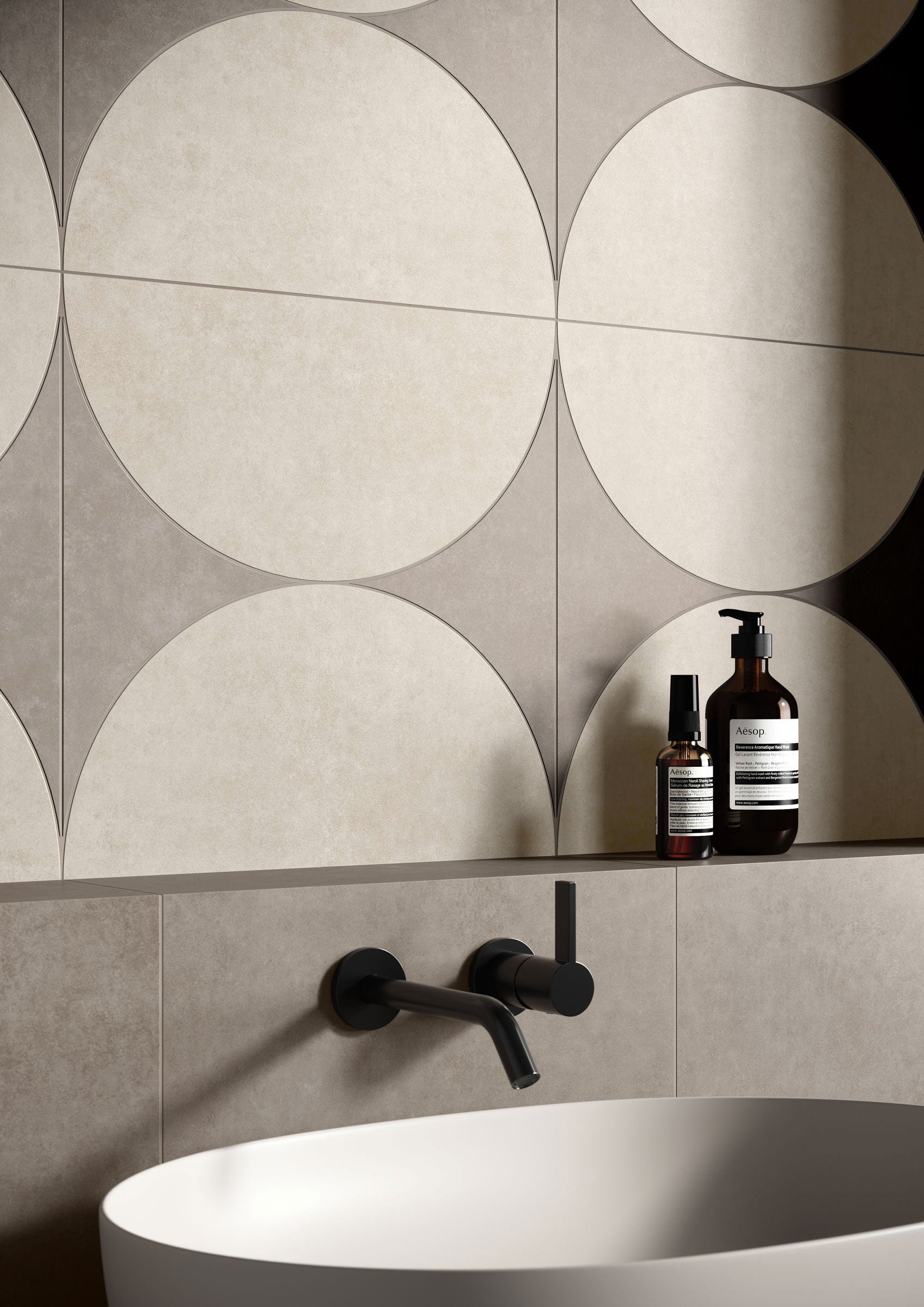 Shapes 15x15 Matte Porcelain Moon Mesh Mosaic Tile in Ivory/Tortora ...