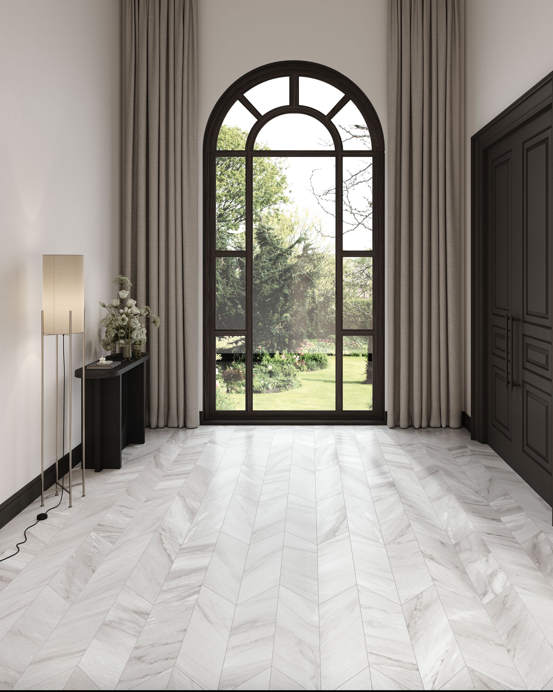 Shapes 8x30 Matte Porcelain Chevron Max Tile in Grey A+B