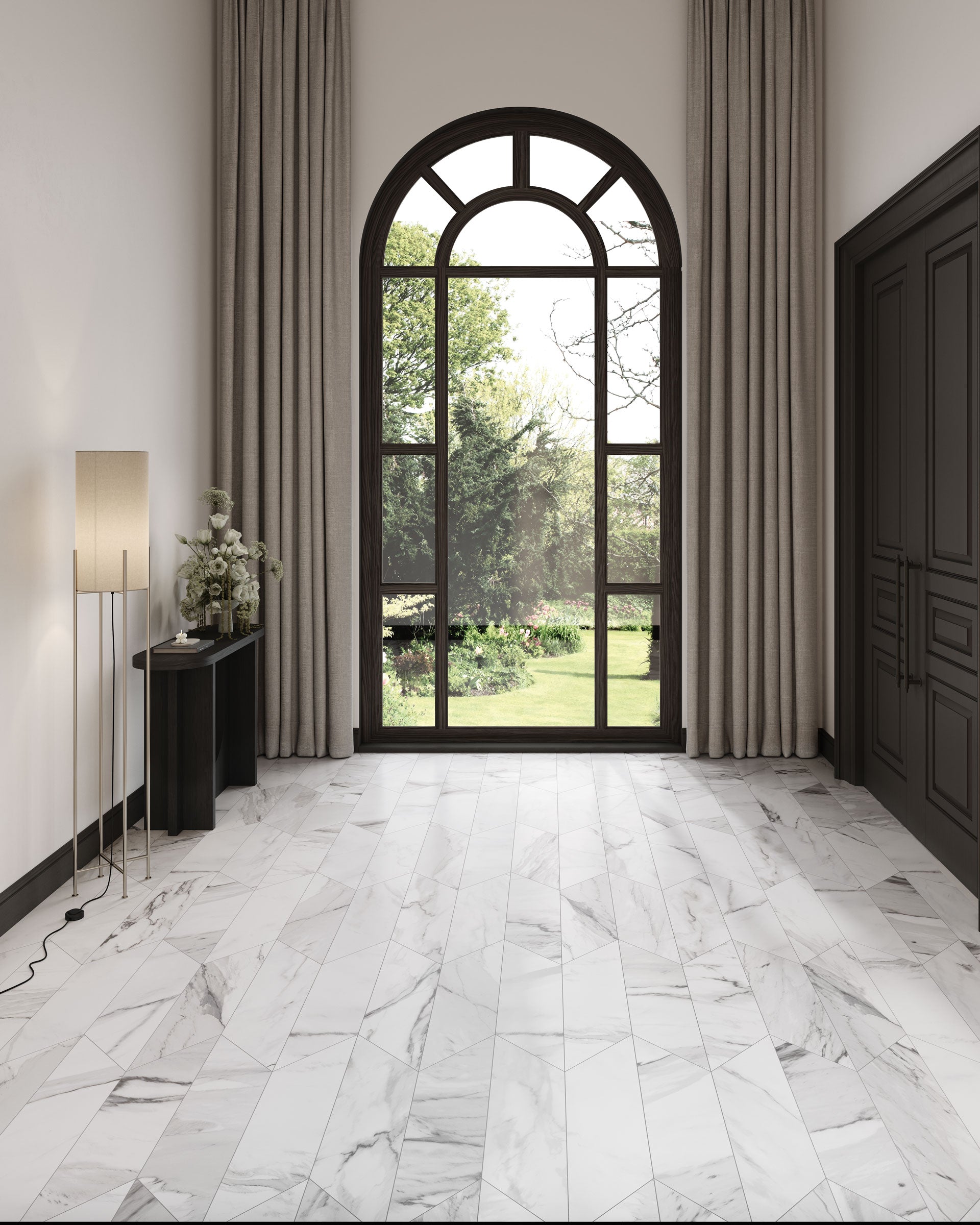 Shapes 8x30 Matte Porcelain Chevron Max Tile in White A+B