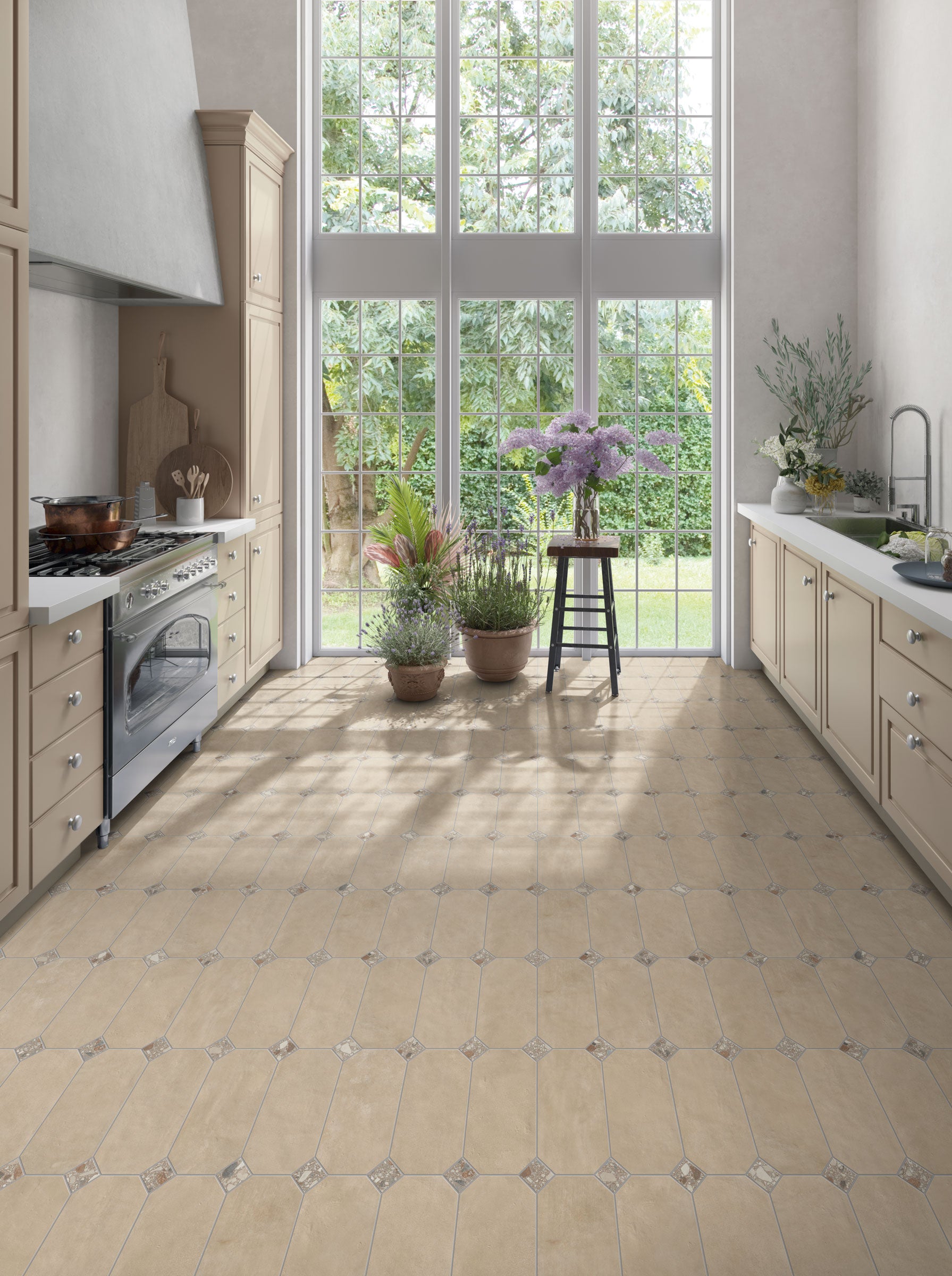 Shapes 13x13 Matte Porcelain Palace Royale Tile in Almond