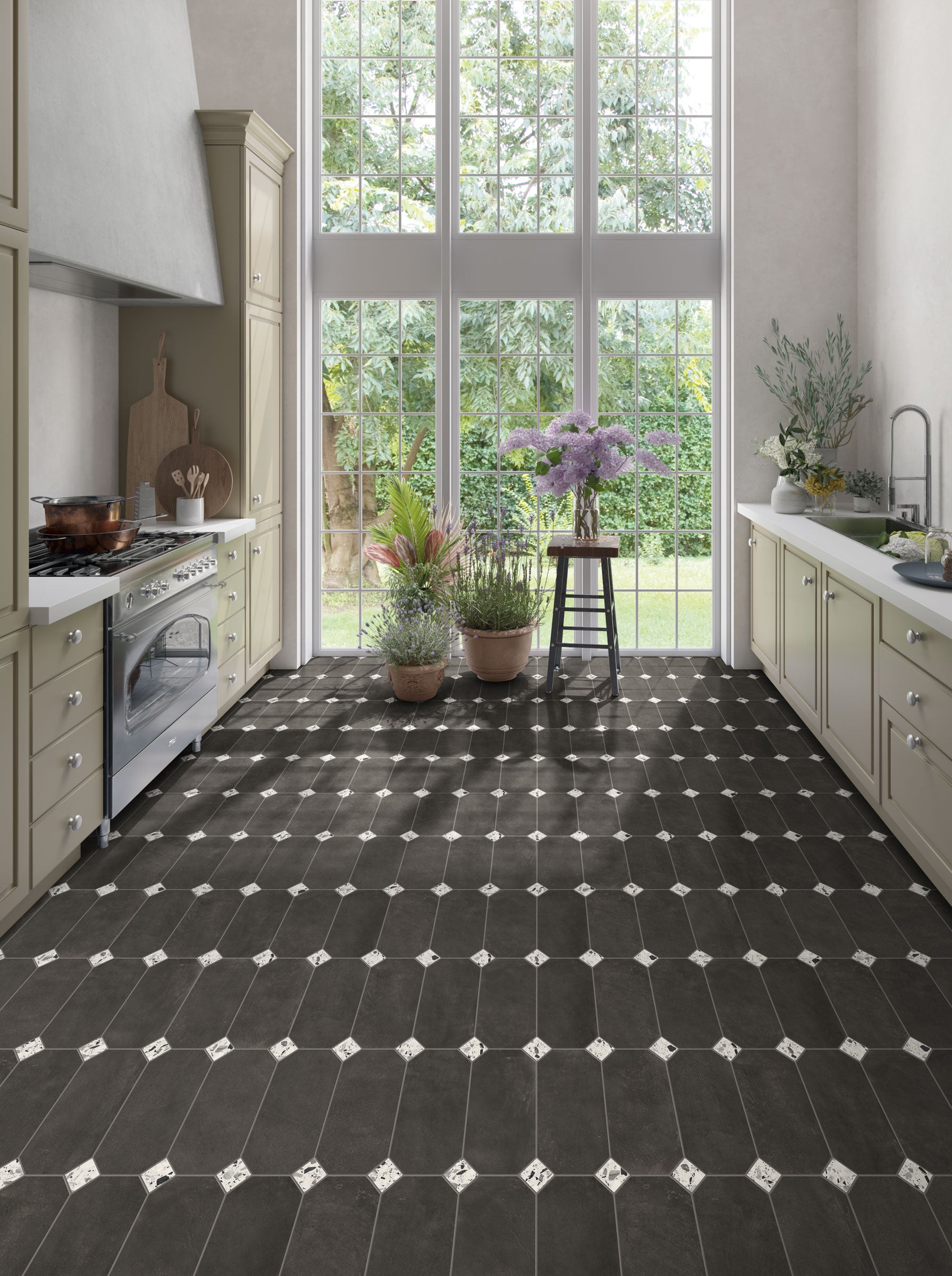 Shapes 13x13 Matte Porcelain Palace Royale Tile in Moka