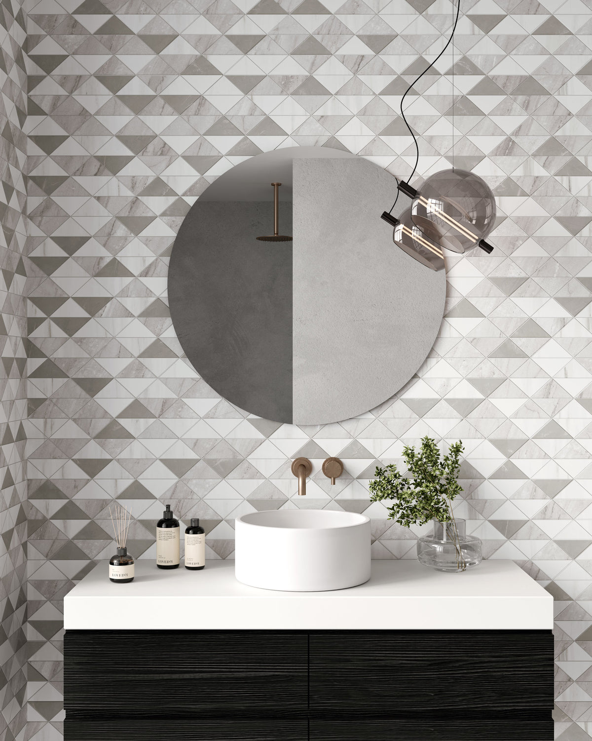 Shapes 11x13 Matte Porcelain Palace Triangle Mesh Mosaic Tile in White