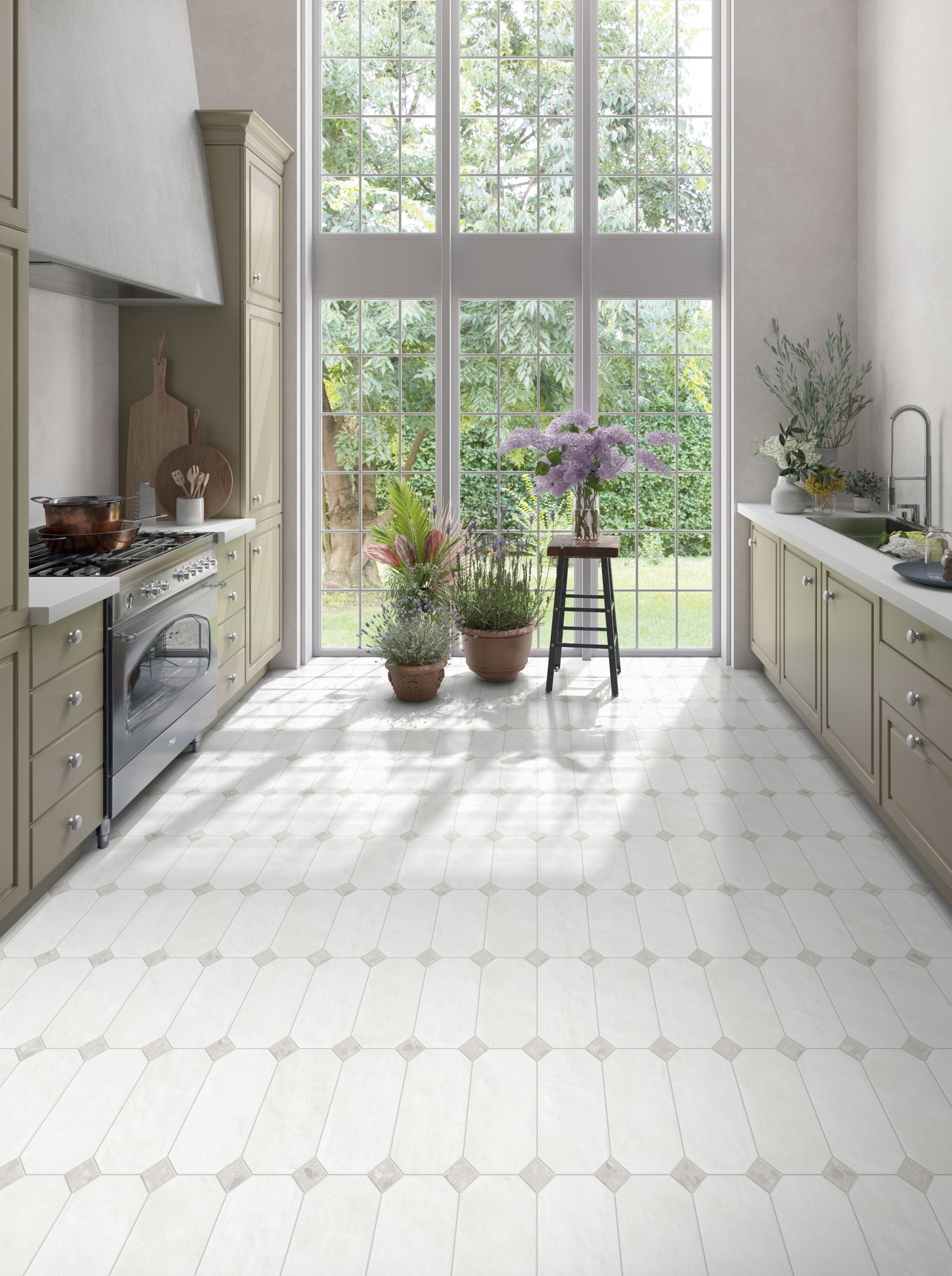 Shapes 13x13 Matte Porcelain Palace Royale Tile in Whisper