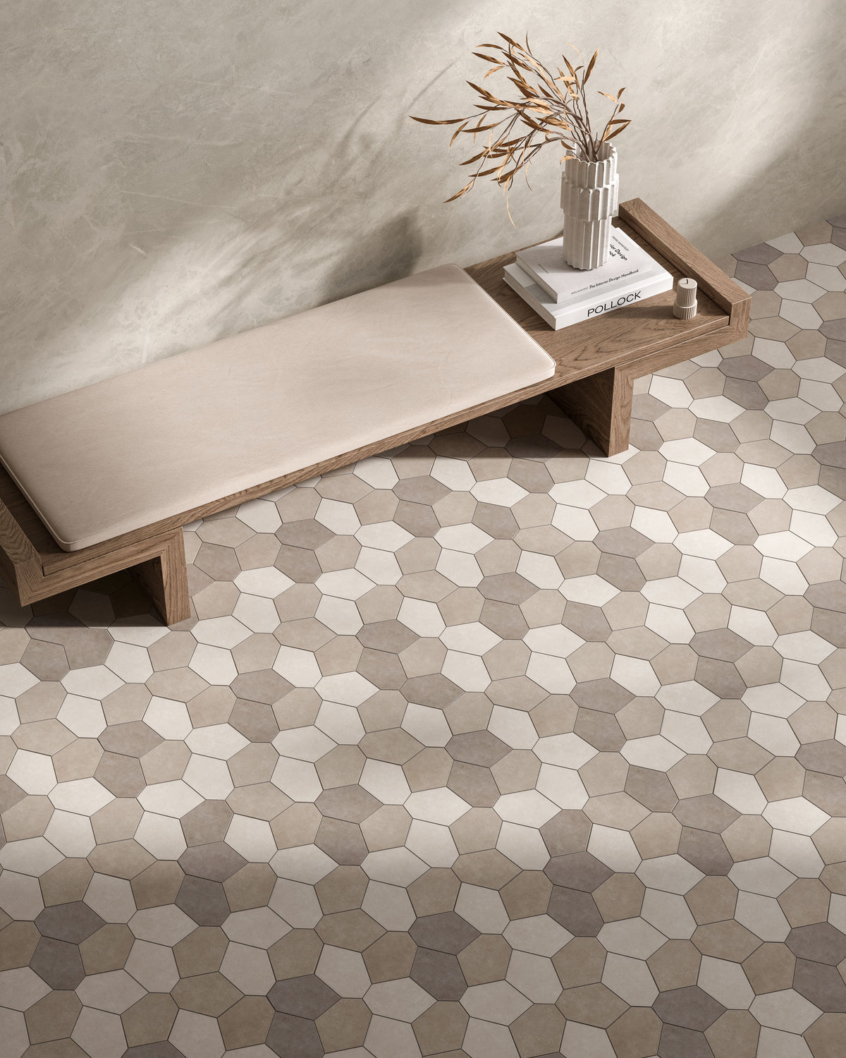 Tile Path Material Shapes 13x15 Matte Porcelain Path Mesh Mosaic Tile in Ivory/Sand/Torto ...