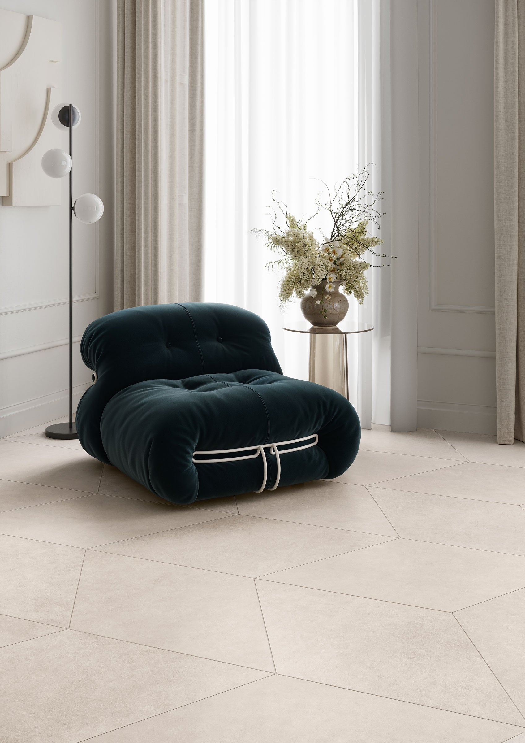 Shapes 15.5x18 Matte Porcelain Rhombus Tile in Ivory