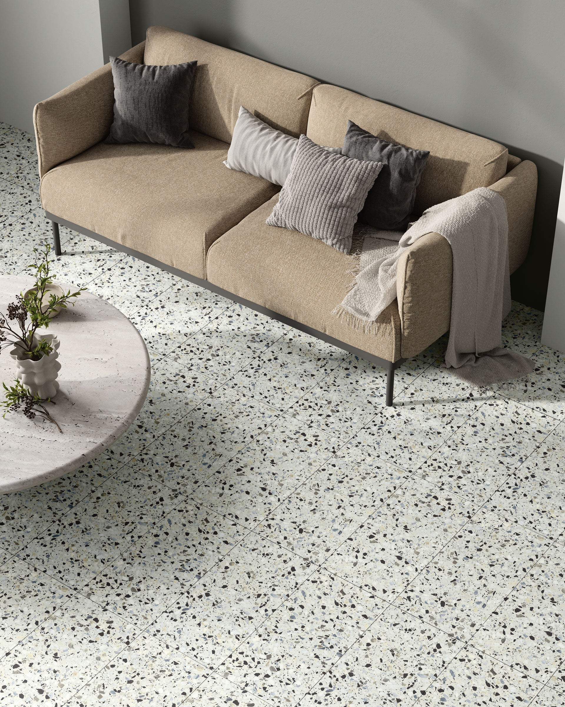 AtoRso(アトルソ) MELTON TETRA Terrazzo Allure™ 12x24 Matte Porcelain Tile in Azure – MILE®stone