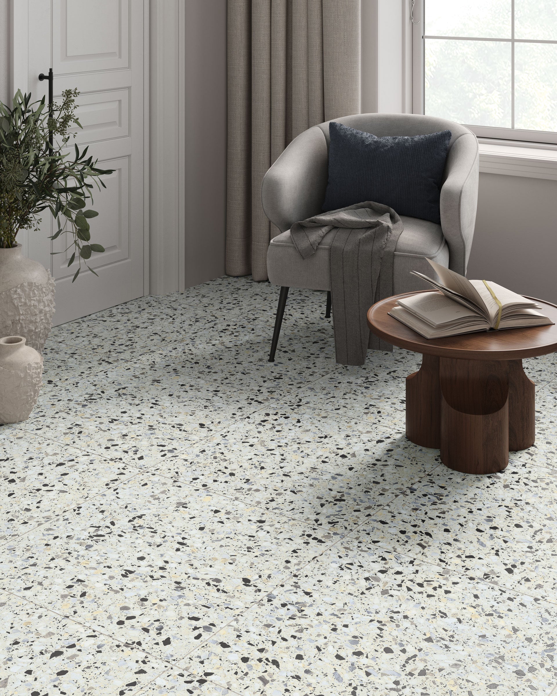 Terrazzo Allure™ 24x24 Matte Porcelain Tile in Azure