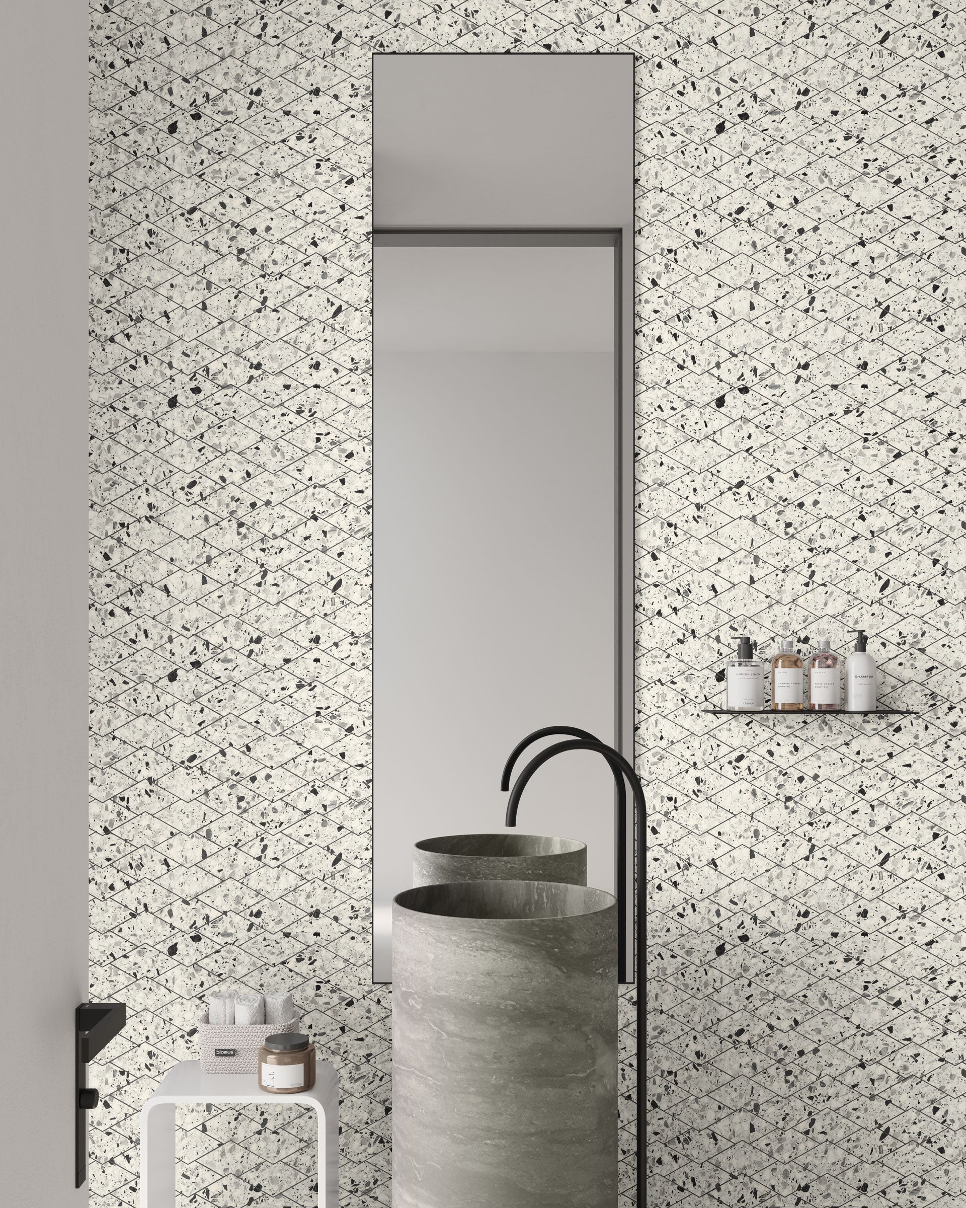 Terrazzo Allure™ 10.5x17 Matte Diamond Deco Porcelain Tile in Dalmatian